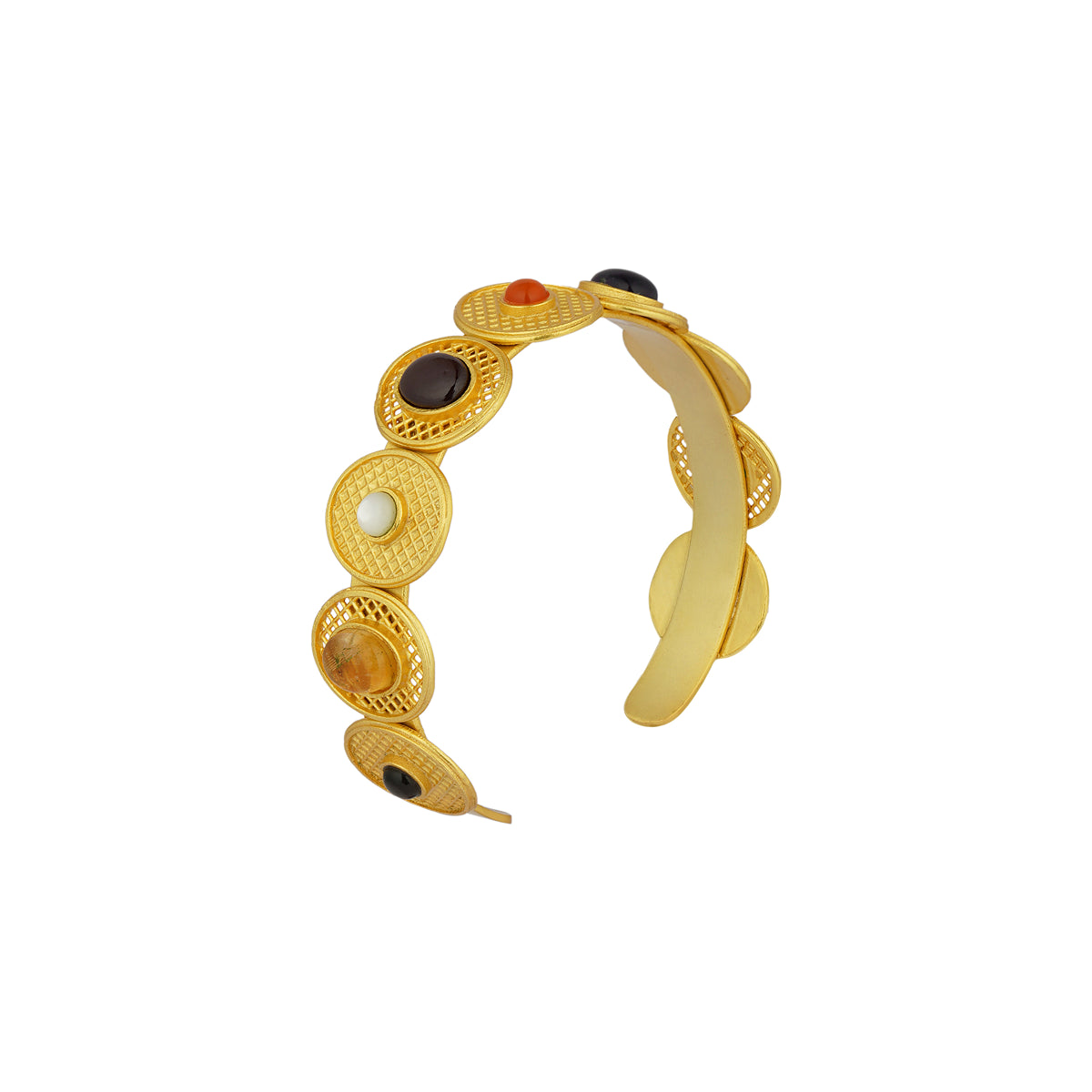Color Story Navratan Cuff Bracelet - Elegant Indian Gemstone Bangle for Women | Perfect for Festivals, Weddings & Boho Fashion