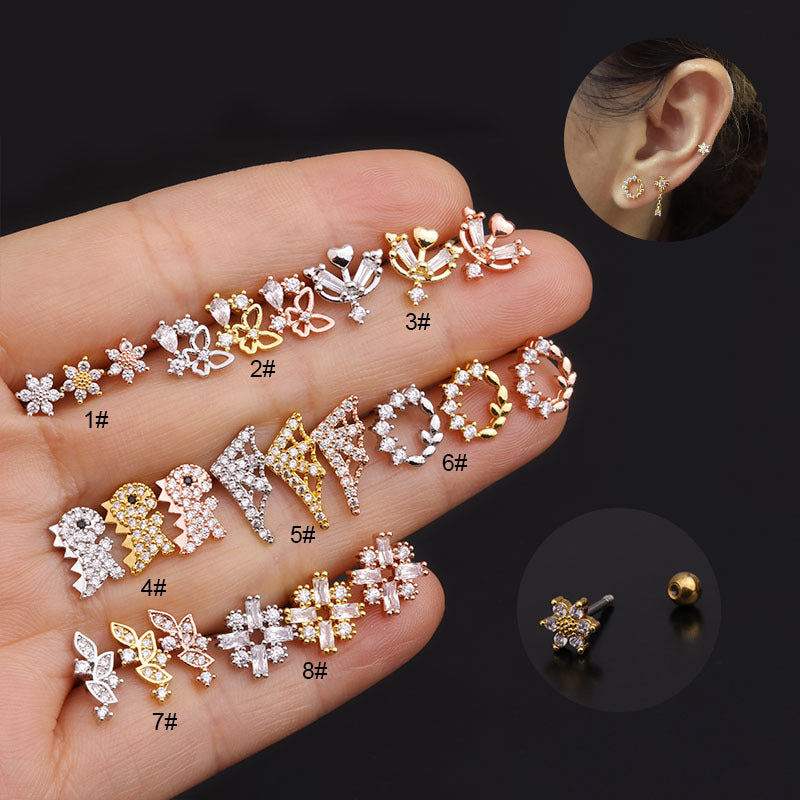 20G Cartilage Tiny Stud Earrings - Dainty Flower & Butterfly Earrings for Women | Hypoallergenic Piercing Jewelry | Perfect for Everyday Wear, Parties & Gifts