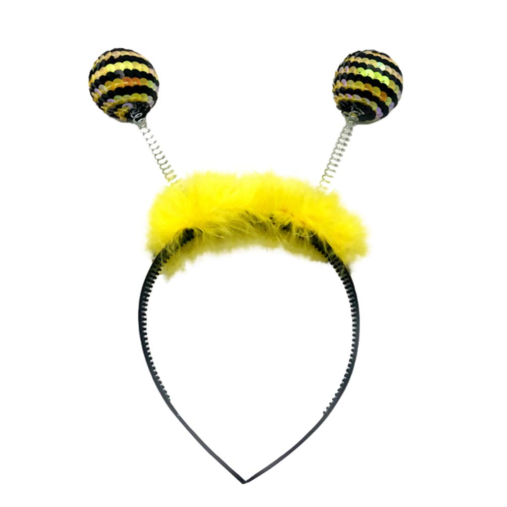 FRCOLOR Christmas Bee Headband - Sequin Feather Hair Hoop for Holiday Cosplay, Party Favors & Festivals (Yellow) | Perfect for Halloween Costumes, Christmas Parties & Themed Events