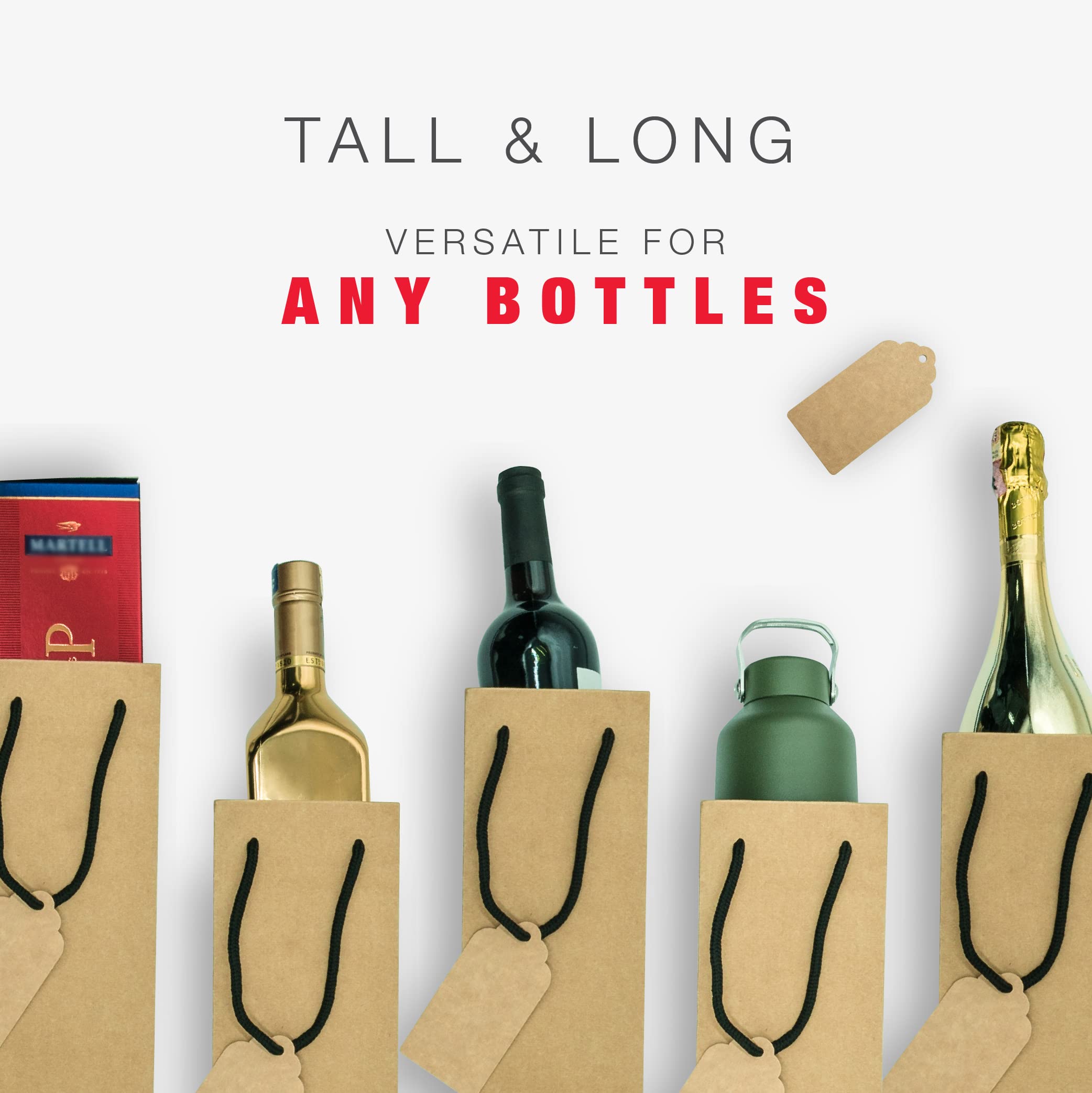 Premium Kraft Wine Gift Bags 4x4x13 Inch - 24 Pack Bulk Wine Bottle Bags & Tumbler Gift Bags - Perfect for Holiday Gifting, Wedding Favors, and Corporate Events