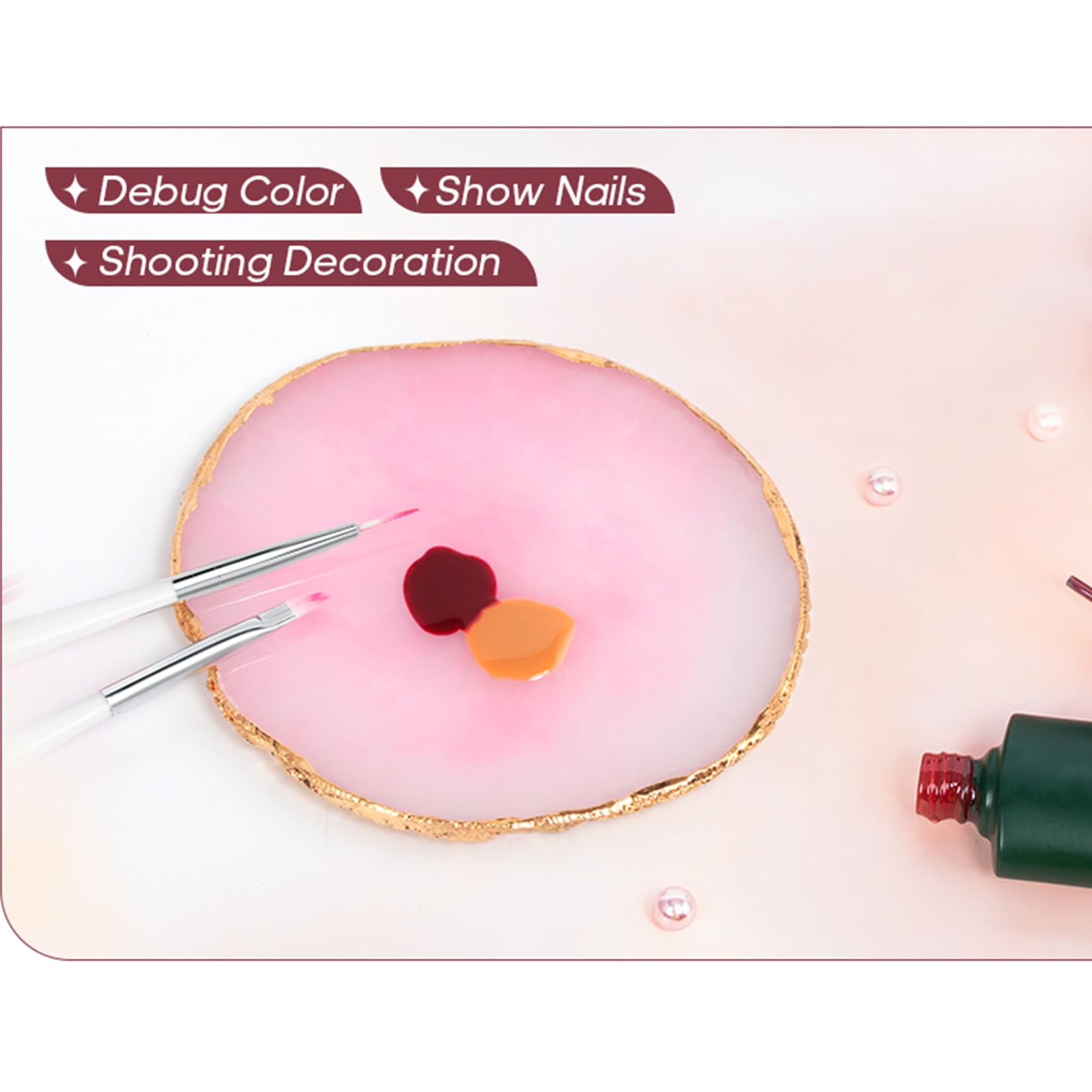 Professional Nail Art Palette with 5 Nail Brushes - Perfect for Acrylic Nails, Gel Polish & Nail Design - Ideal for Home Salon, DIY Manicure & Professional Nail Artists
