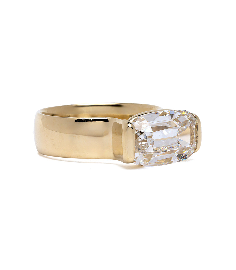Bardot Half Bezel Engagement Ring - 14K White Gold Diamond Wedding Band for Women | Perfect for Proposals, Anniversaries & Special Occasions