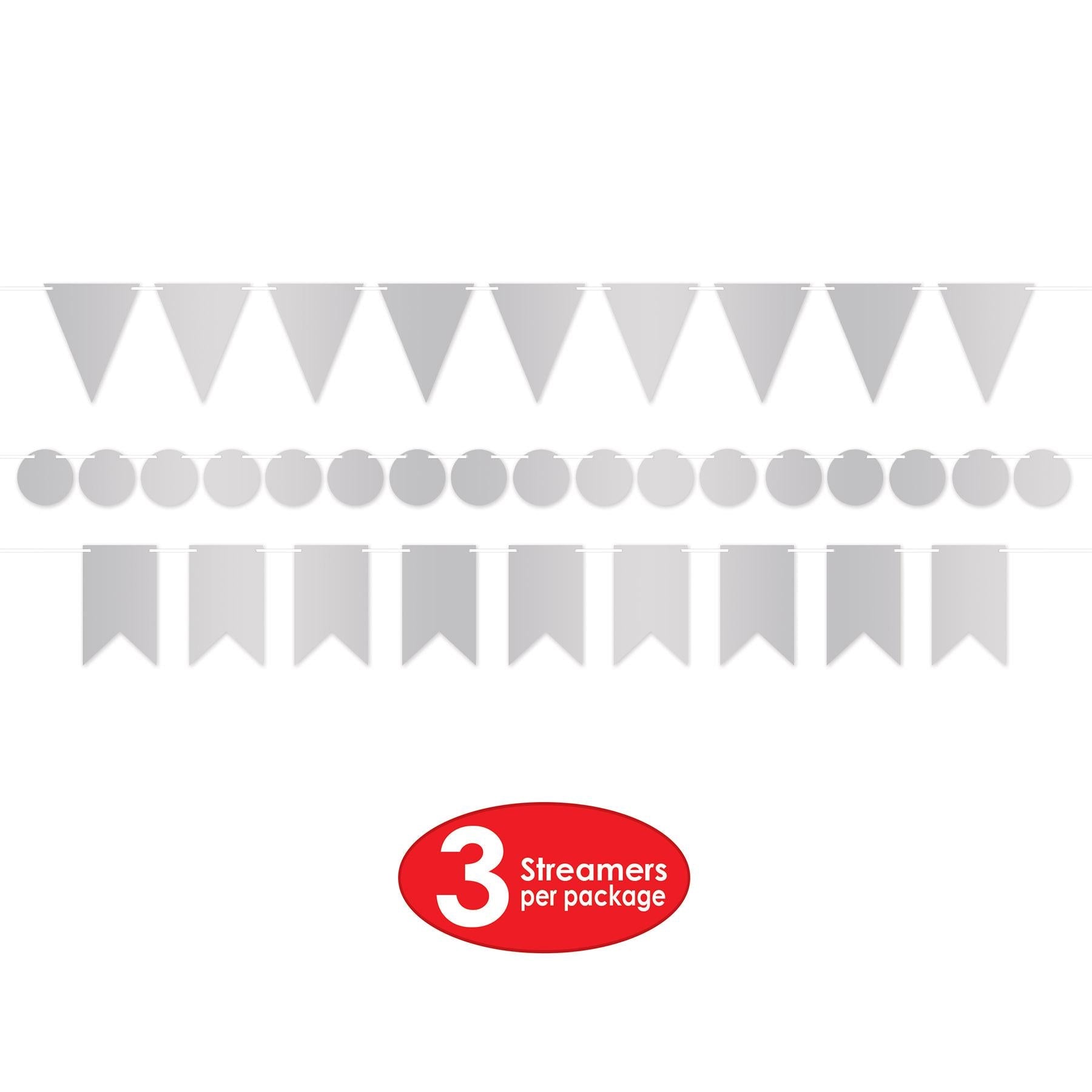 12 Pack Beistle Foil Mini Party Streamer Kit - Silver | Bulk Party Decorations for Birthdays, Weddings & Celebrations | Perfect for Indoor & Outdoor Events