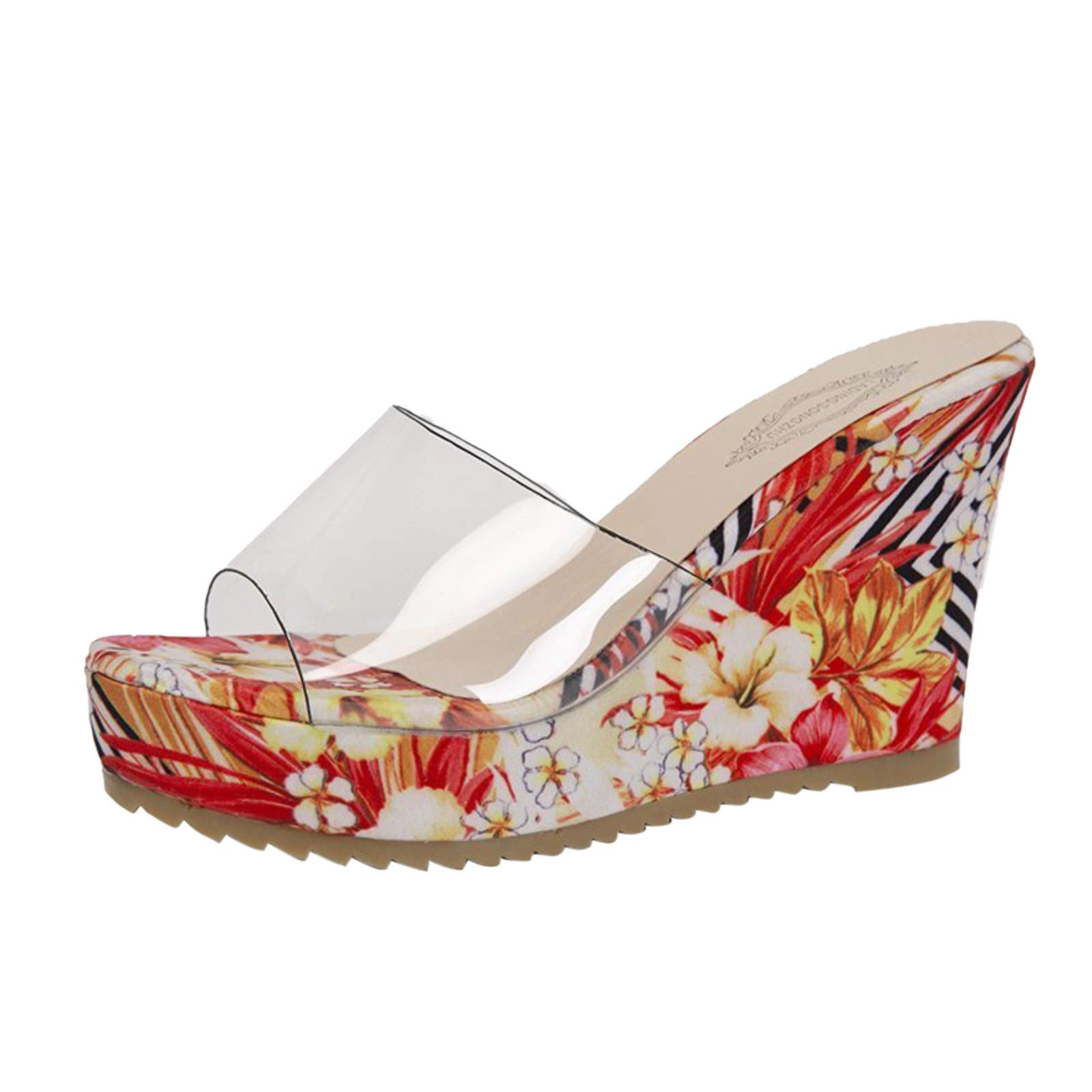 Women's Casual Summer Wedge Sandals - Stylish Open Toe Beach Slippers with Fashion Prints | Comfortable Walking Shoes for Ladies & Girls | Perfect for Beach Outings, Vacation & Daily Wear