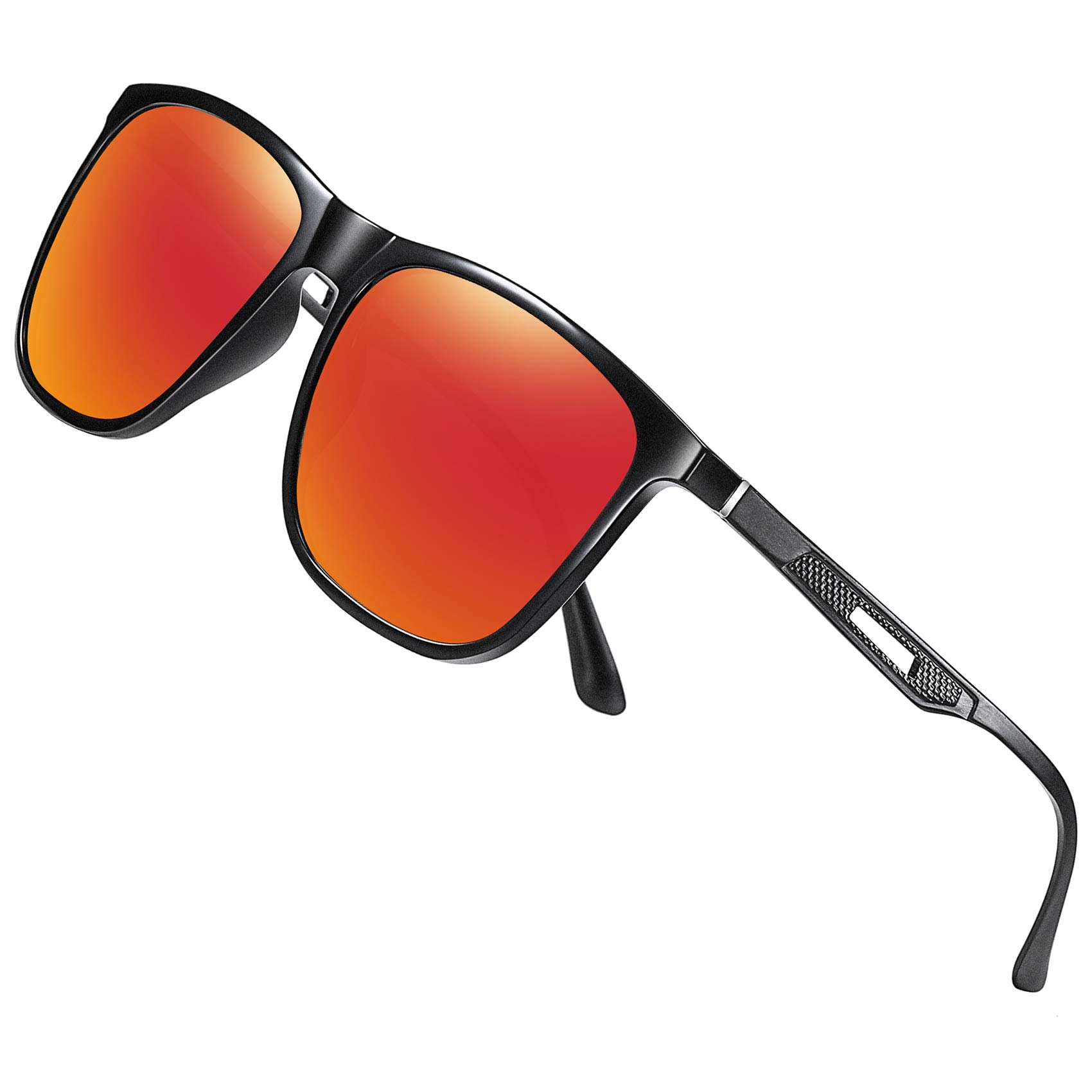 WOWSUN Polarized Sunglasses for Men - Retro Square Metal Frame Aluminum UV Protection - Perfect for Driving, Fishing, Outdoor Sports & Summer Fashion