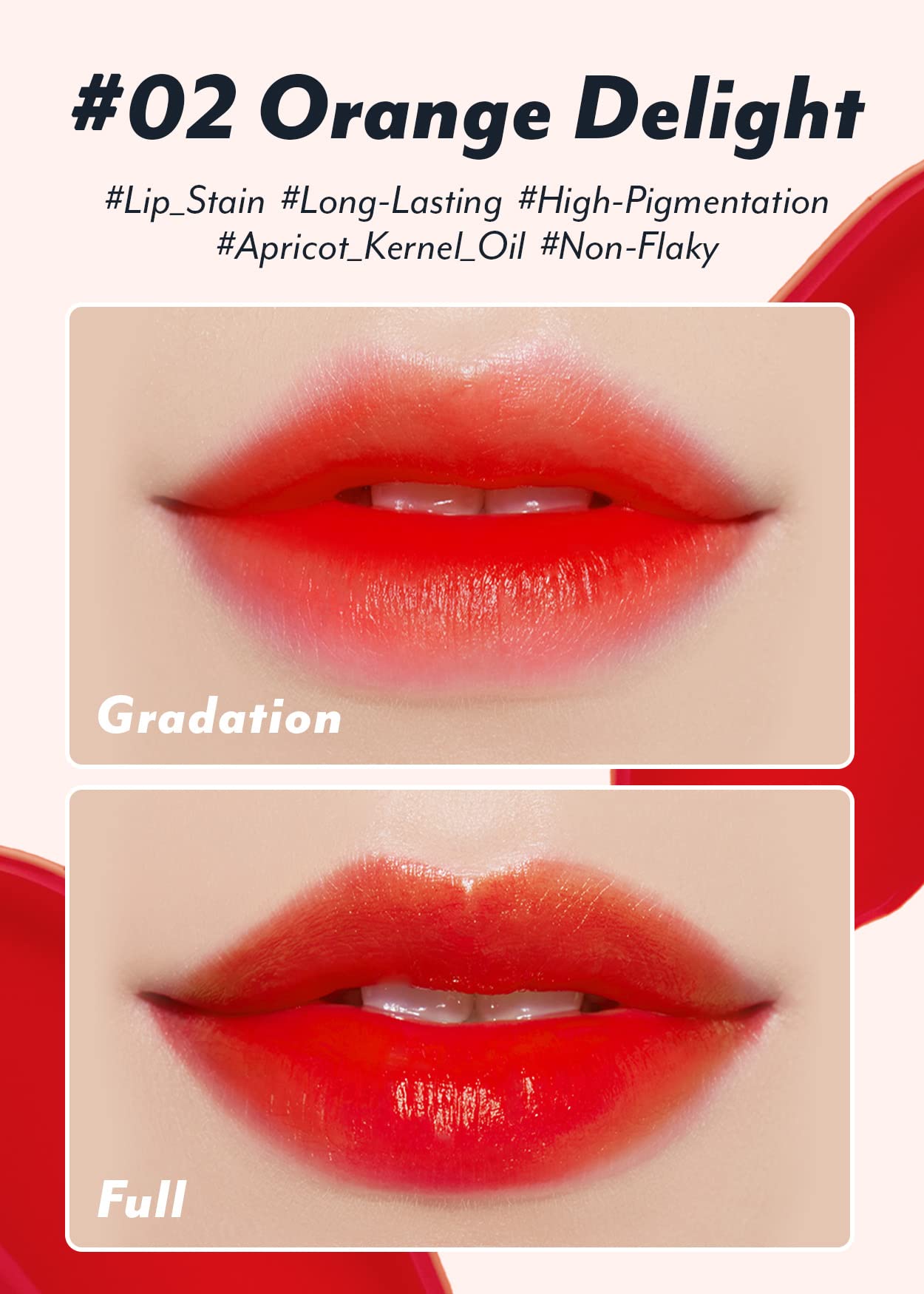 I'M MEME Water Gel Tint - Highly Pigmented Long Lasting Lip Stain, 02 Orange Delight (0.09 Oz) | Travel-Friendly Lip Tint for Everyday Wear, Date Night & Makeup Gift