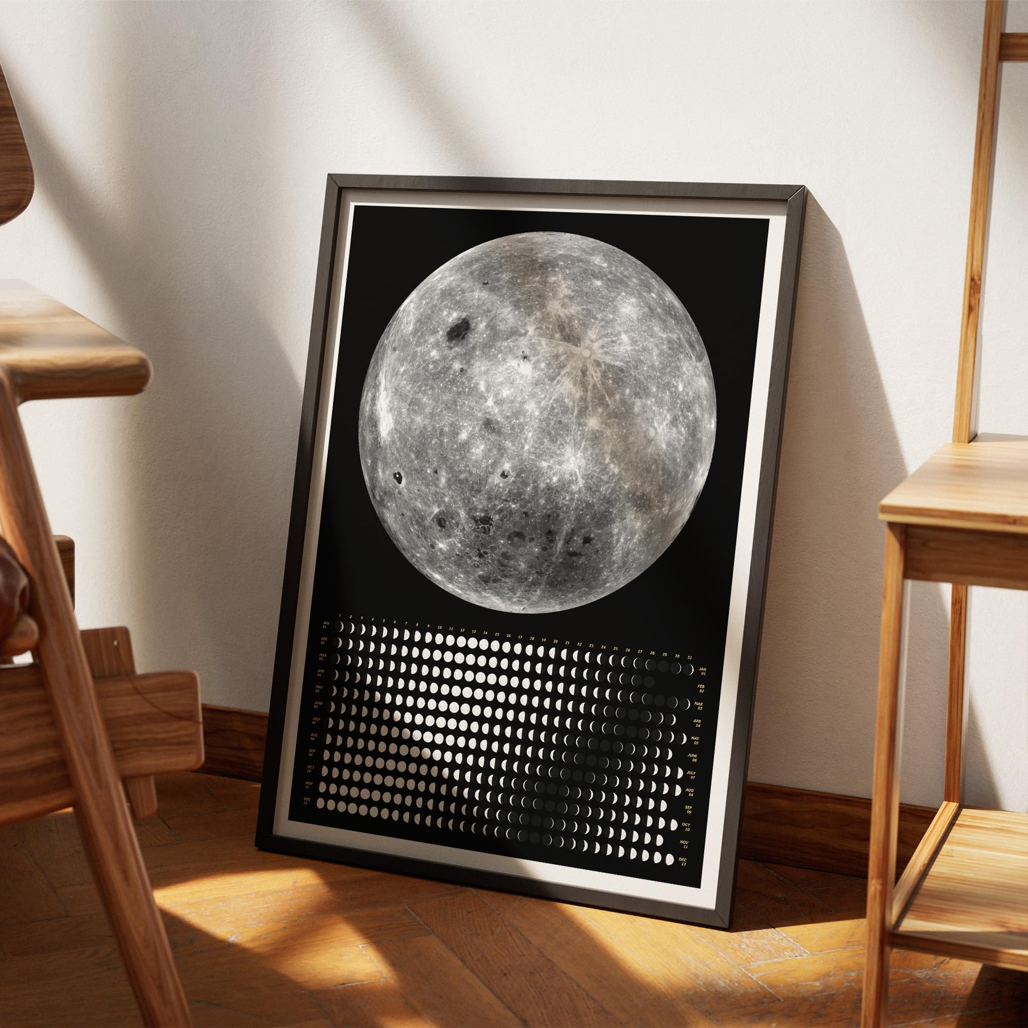 2025 Moon Phase Calendar - Vertical Unframed Lunar Wall Art for Home & Office Decor | Perfect for Astronomy Enthusiasts, Feng Shui & Gift Giving