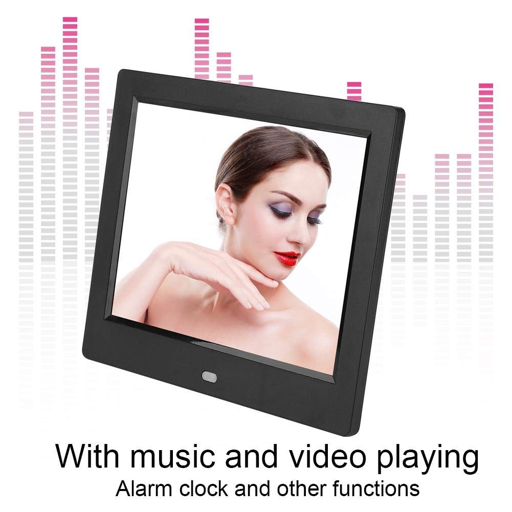 8-Inch Digital Photo Frame & Alarm Clock with 4:3 HD Display - Multi-Angle Standalone Desktop Electronic Watch for Elderly (UK Plug, White) - Perfect for Home Office, Bedside Table & Gift Giving