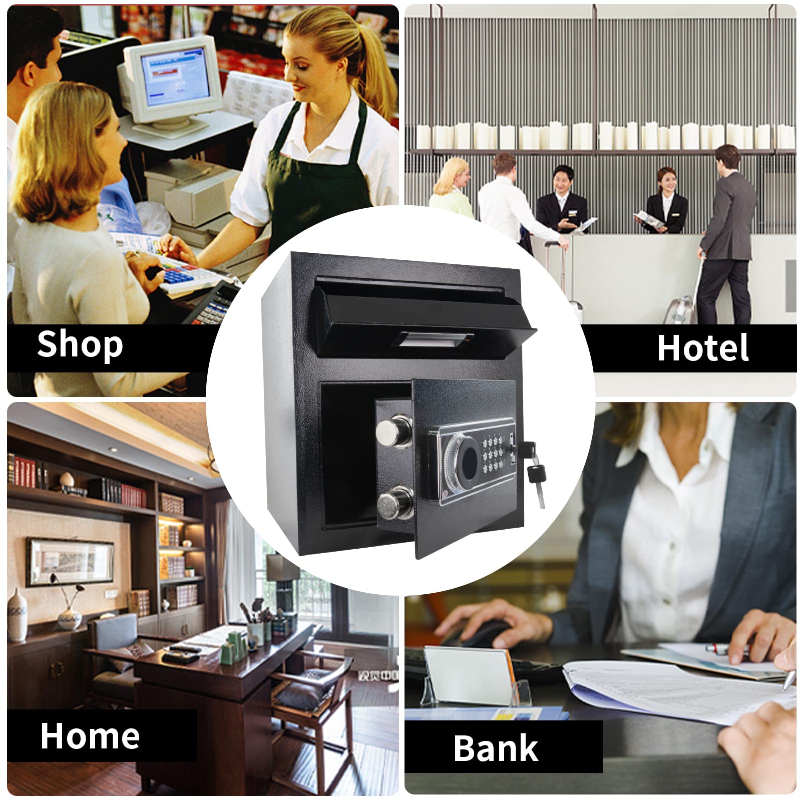 1.8 Cubic Foot Digital Security Safe with Keypad - Heavy Duty Business Safe & Lock Box for Money, Mail, Valuables | Front Load Drop Slot | Office, Retail, Home Use