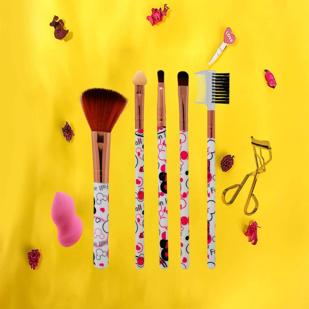 Professional Adbeni Beauty Surprise Kit - 12-Piece Makeup Brush Set with Beauty Blender & Eyelash Curler | Vegan Cruelty-Free Makeup Tools for Foundation, Contouring & Eye Makeup | Perfect for Travel & Professional Makeup Artists