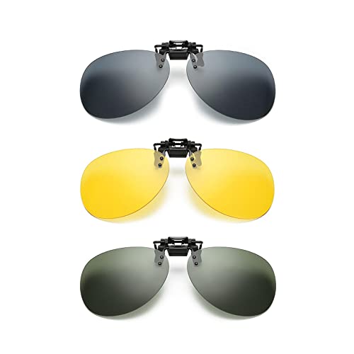 Polarized Clip-On Flip-Up Sunglasses for Men & Women - Over Prescription & Reading Glasses, Rimless UV Protection - Perfect for Driving, Outdoor Sports & Daily Wear