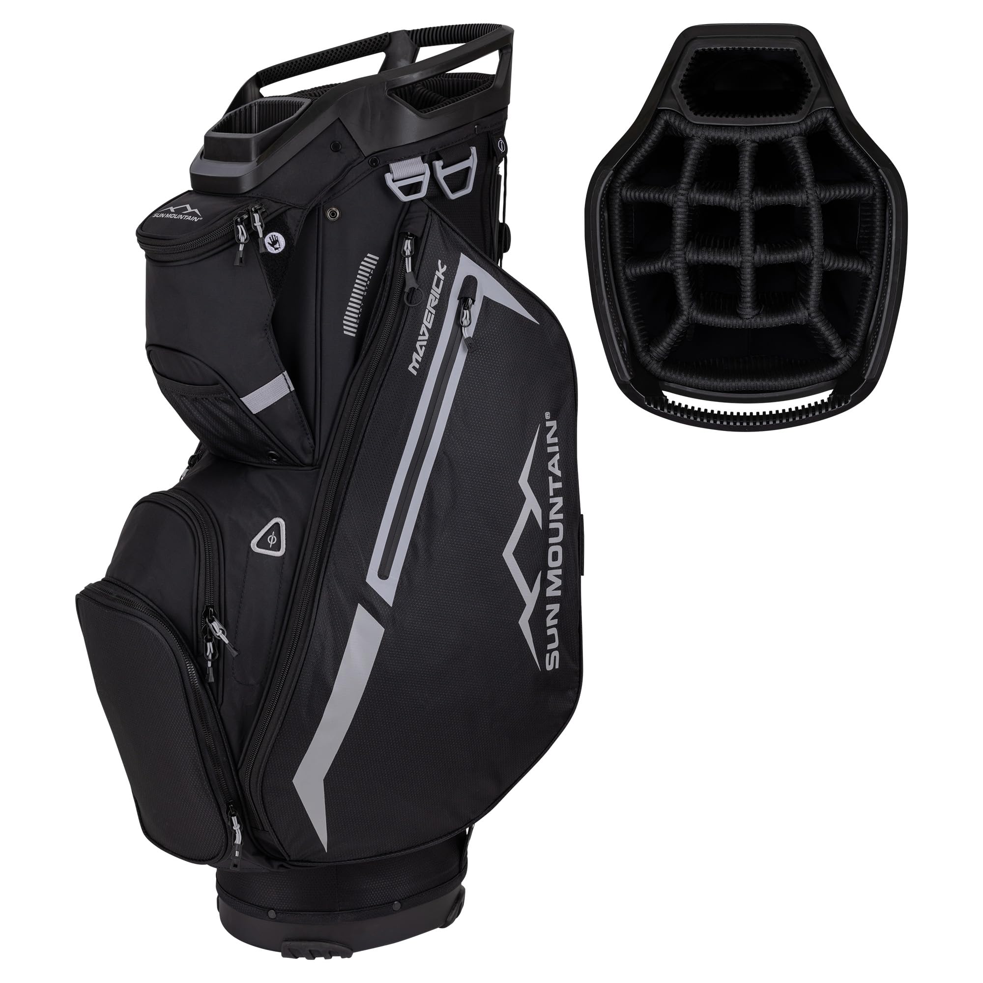 Sun Mountain 2025 Maverick 14-Way Divider Golf Bag with 9 Spacious Pockets - Lightweight Stand/Cart Bag for Men & Women - Ergonomic Dual Shoulder Straps - Perfect for Walking Courses & Golf Cart Use