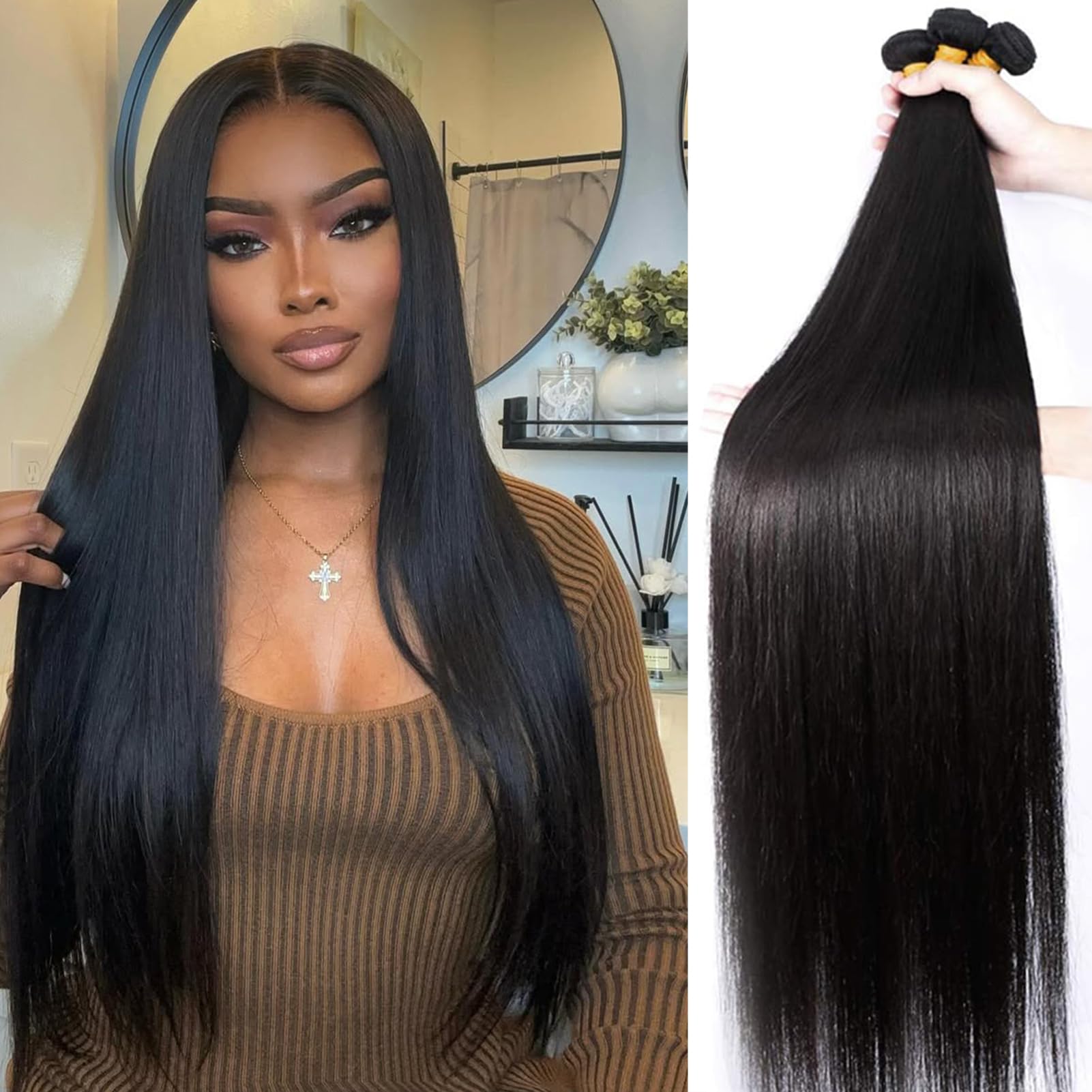 12A Brazilian Straight Human Hair Bundles 24