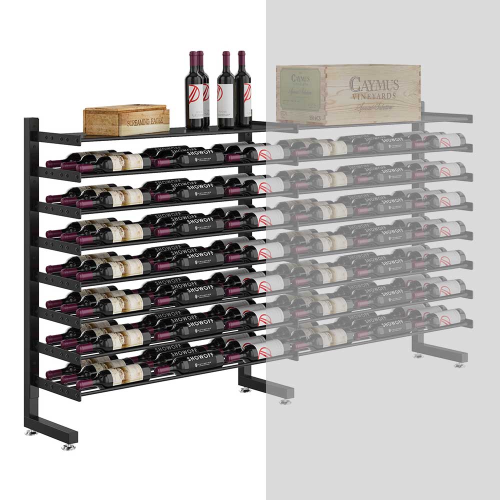 Evolution Single Sided 68 Bottle Wine Rack Display Extension - Perfect for Wine Cellars, Bars, and Retail Store Displays