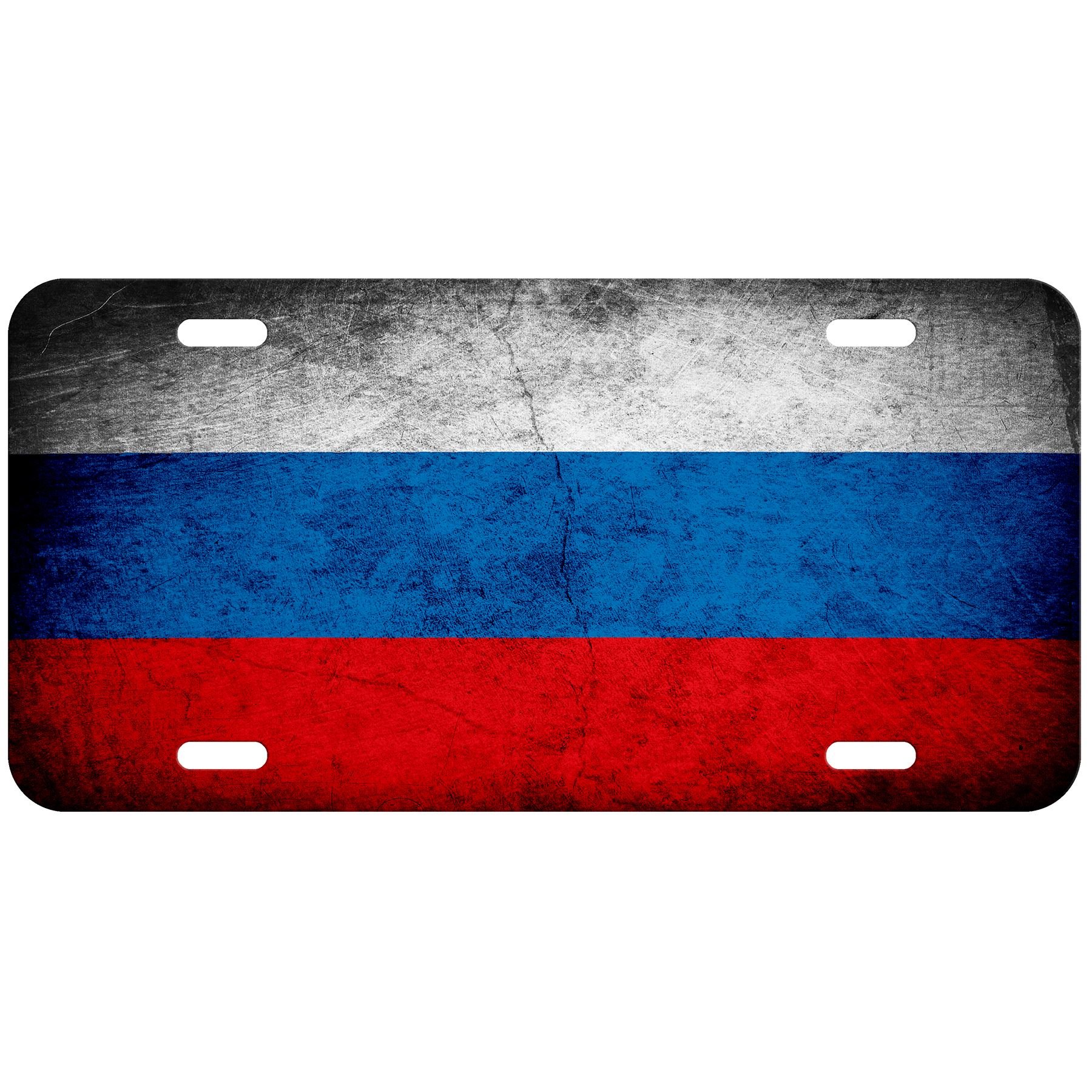Russian Federation Flag Aluminum License Plate - Rustic Design for Cars, Trucks & Motorcycles | Durable & Weather-Resistant for Outdoor Use