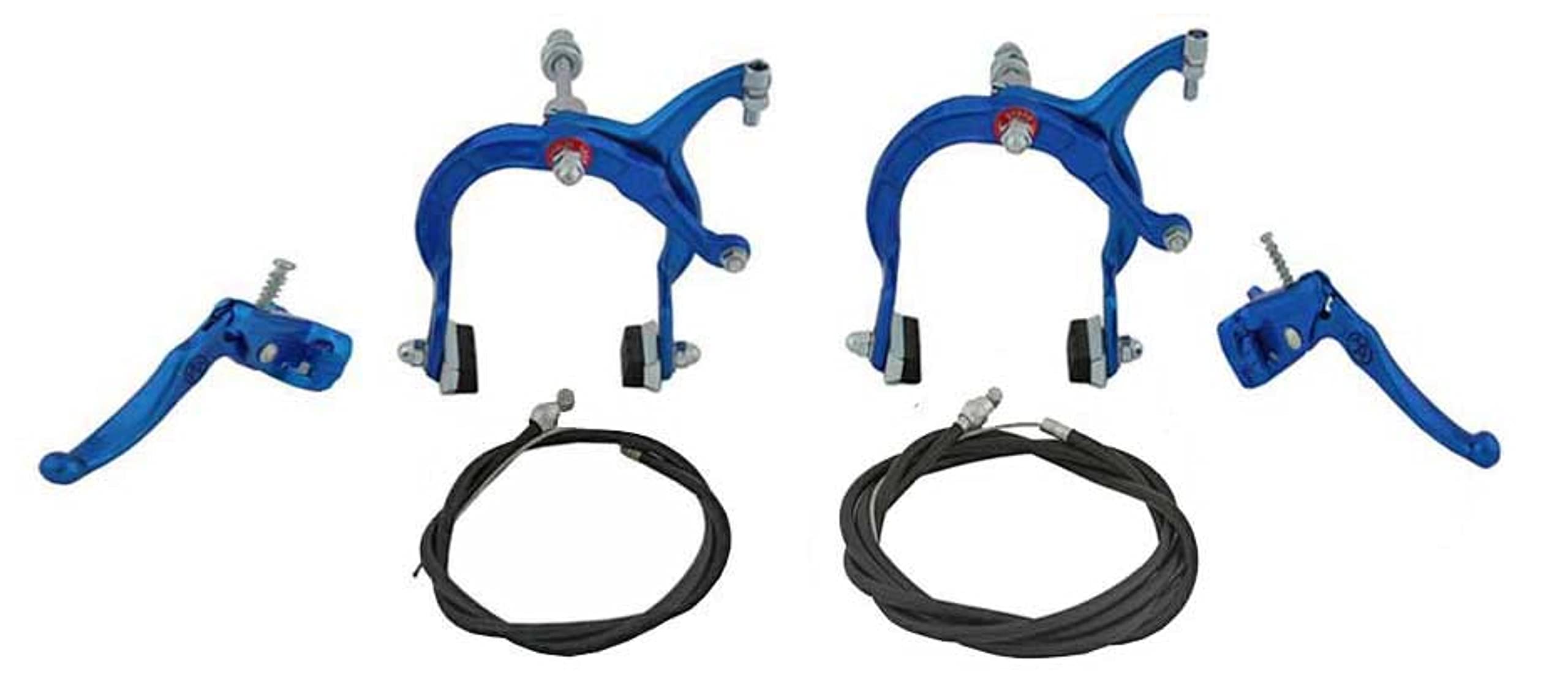 Premium Lowrider Blue Alloy MX Brake Set - Front & Rear Bicycle Brakes for BMX, Mountain & Cruiser Bikes | Ideal for Urban Commuting, Trail Riding & Bike Customization