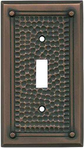 Antique Copper Hammered with Nails Toggle Light Switch Plate Cover - Vintage Style Electrical Wall Plate for Home, Office, and Cafe Decor