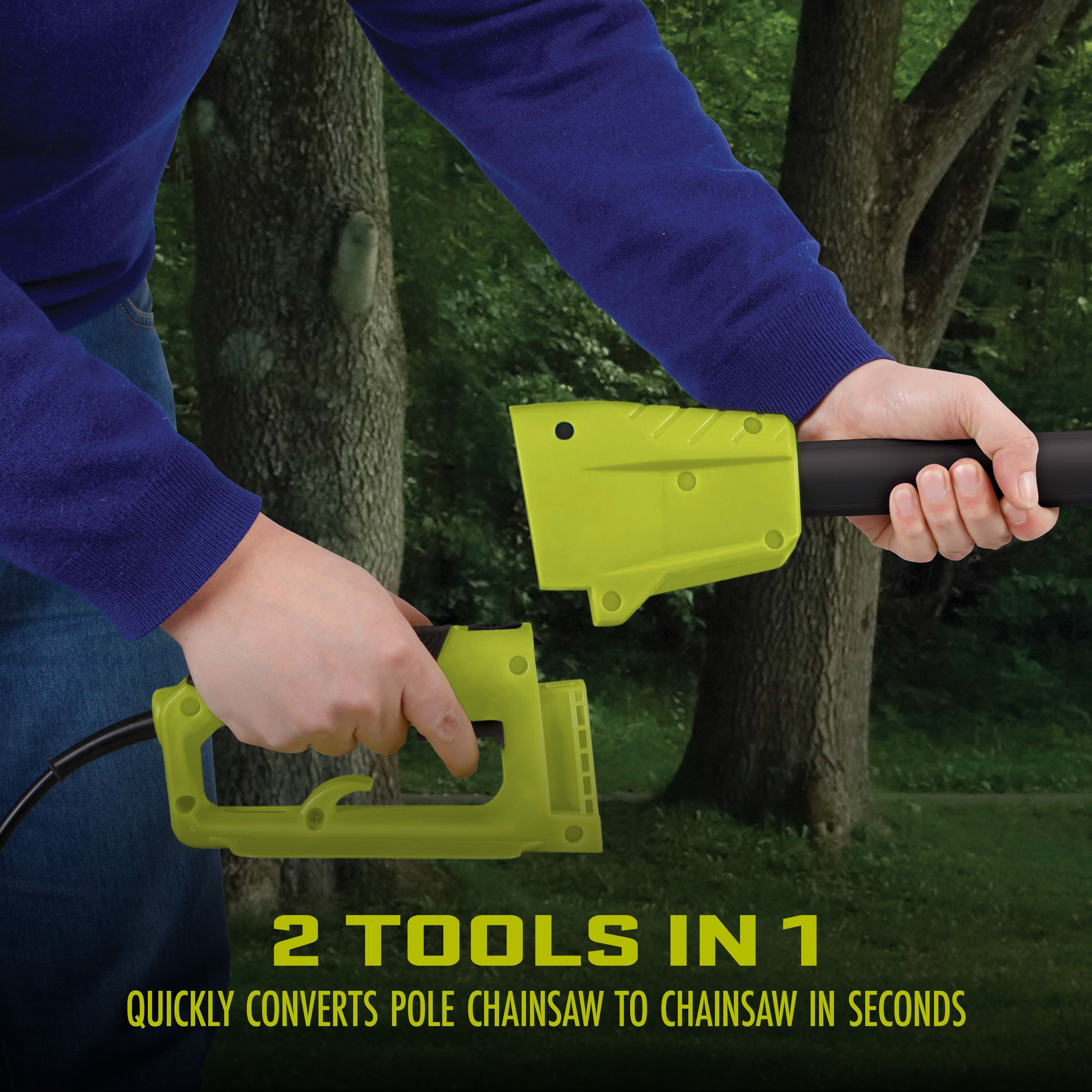 Sun Joe SWJ806E 2-in-1 Electric Convertible Pole Chain Saw - 8 Inch Bar, 8 Amp Motor for Tree Trimming & Pruning | Perfect for Yard Maintenance & Landscaping