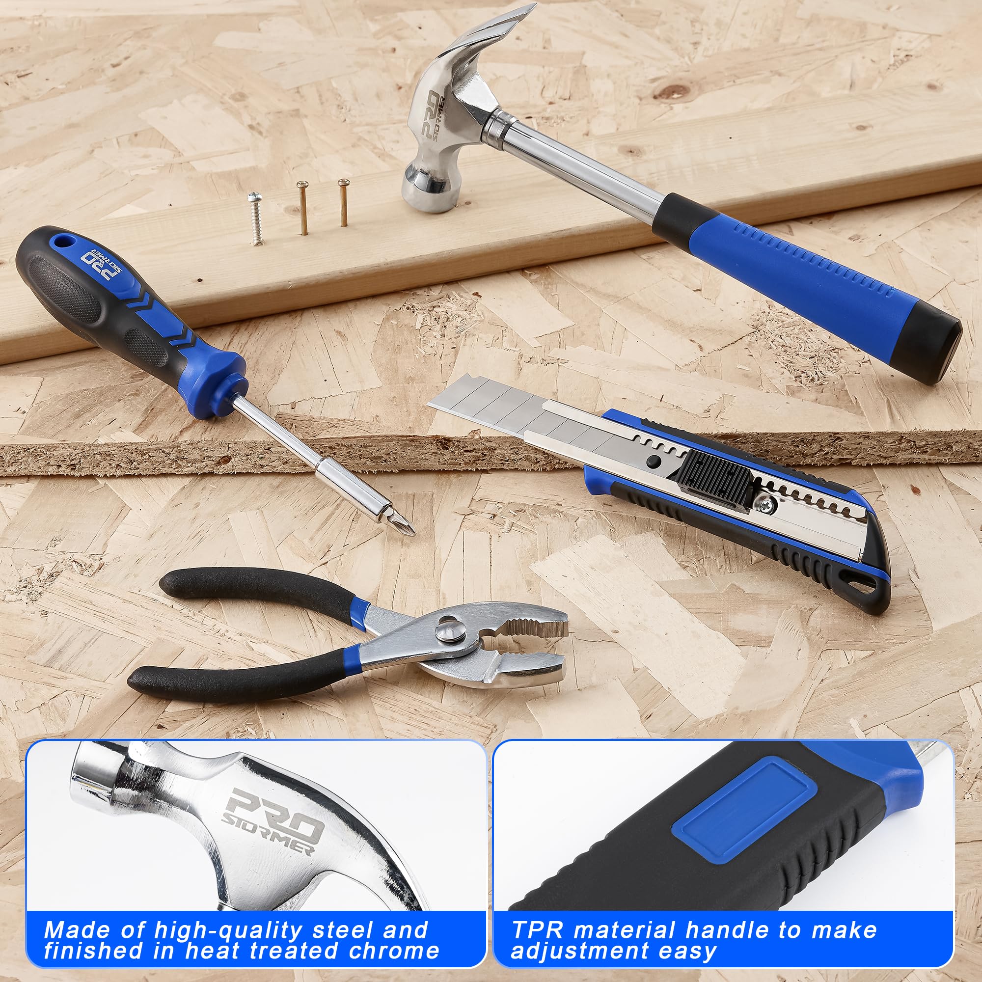 Prostormer 93-Piece Tool Kit with Toolbox - Complete Household Repair Tool Set for Homeowners & Students | Perfect for DIY Projects, Apartment Maintenance & College Dorm Essentials