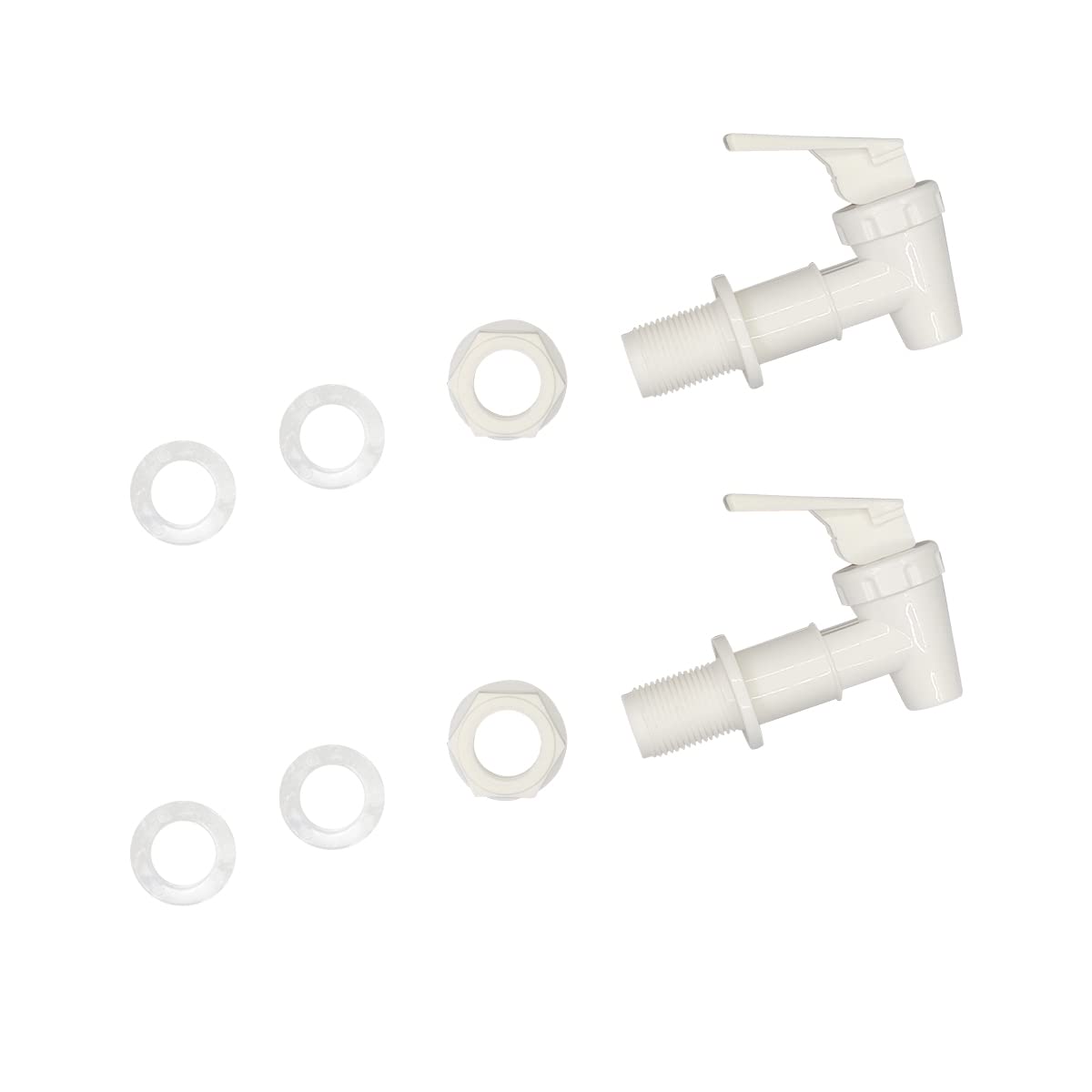 2 Pcs Replacement Cooler Faucet - BPA Free Plastic Water Spigot with Reusable Spout for Beverage Dispenser, Water Crock & Cooler Tap (Milky White) - Perfect for Outdoor Camping, Picnics & Home Water Dispensers