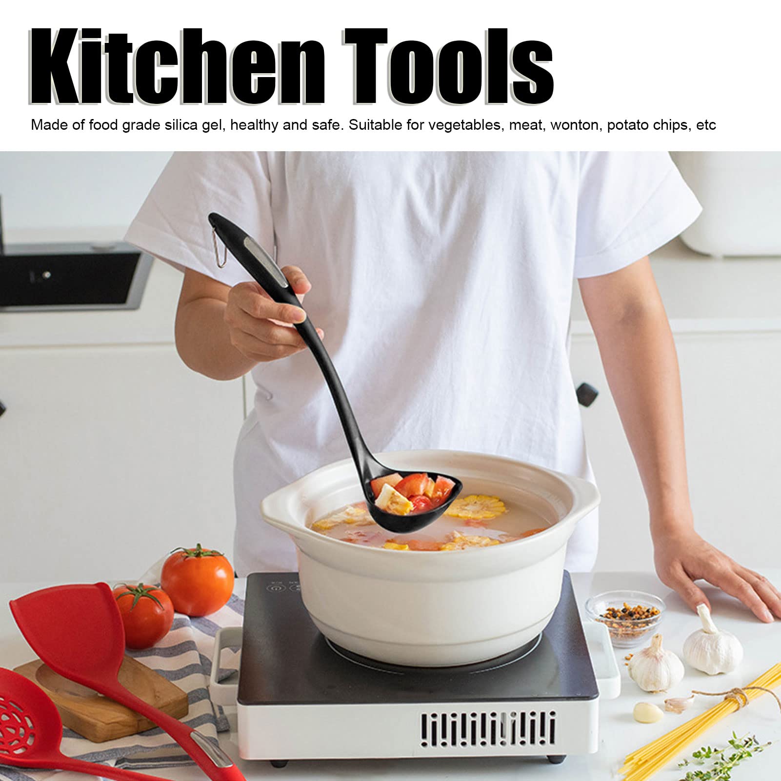 **Black Kitchen Spoon - Space-Saving, Easy Control & Clean Dining Utensil for Family & Restaurant Use | Perfect for Cooking, Serving & Everyday Meals**