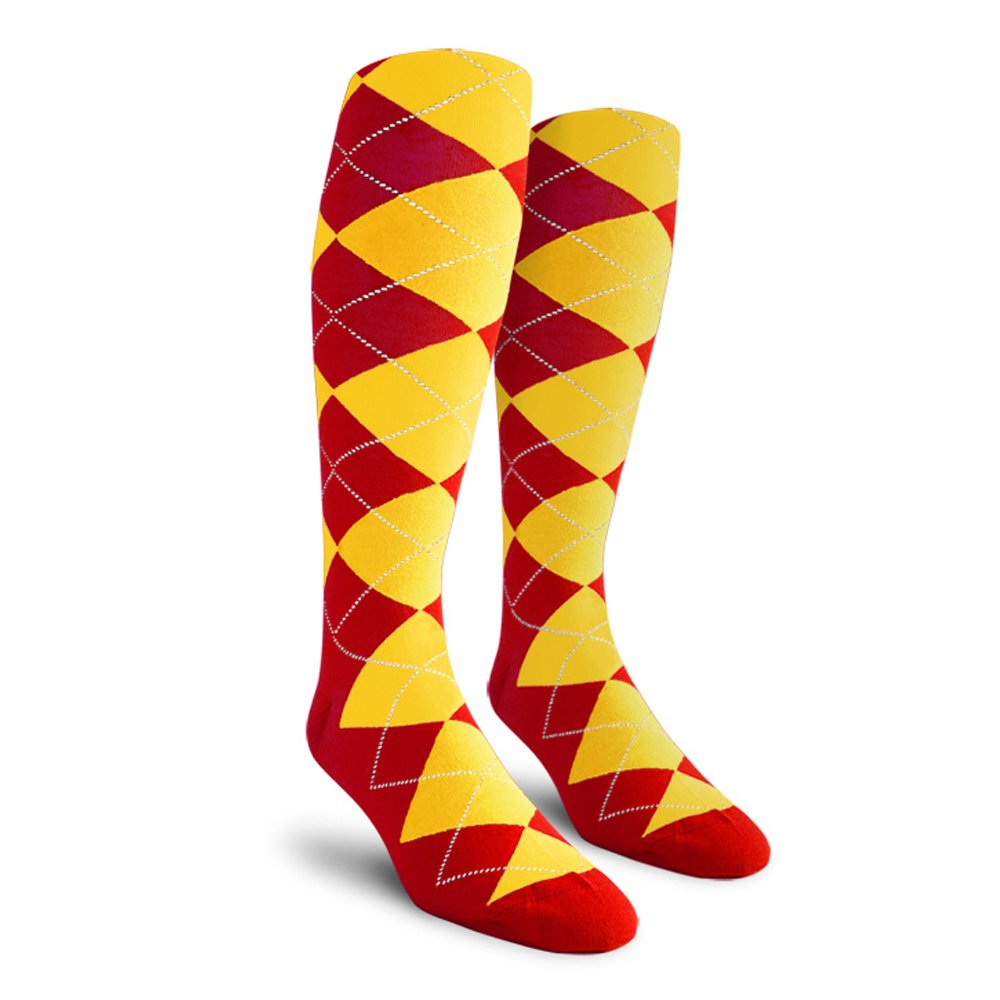 Colorful Knee High Argyle Cotton Socks for Men, Women & Youth - Unisex Striped Dress Socks for School, Office & Casual Wear (AA-ZZ Size)