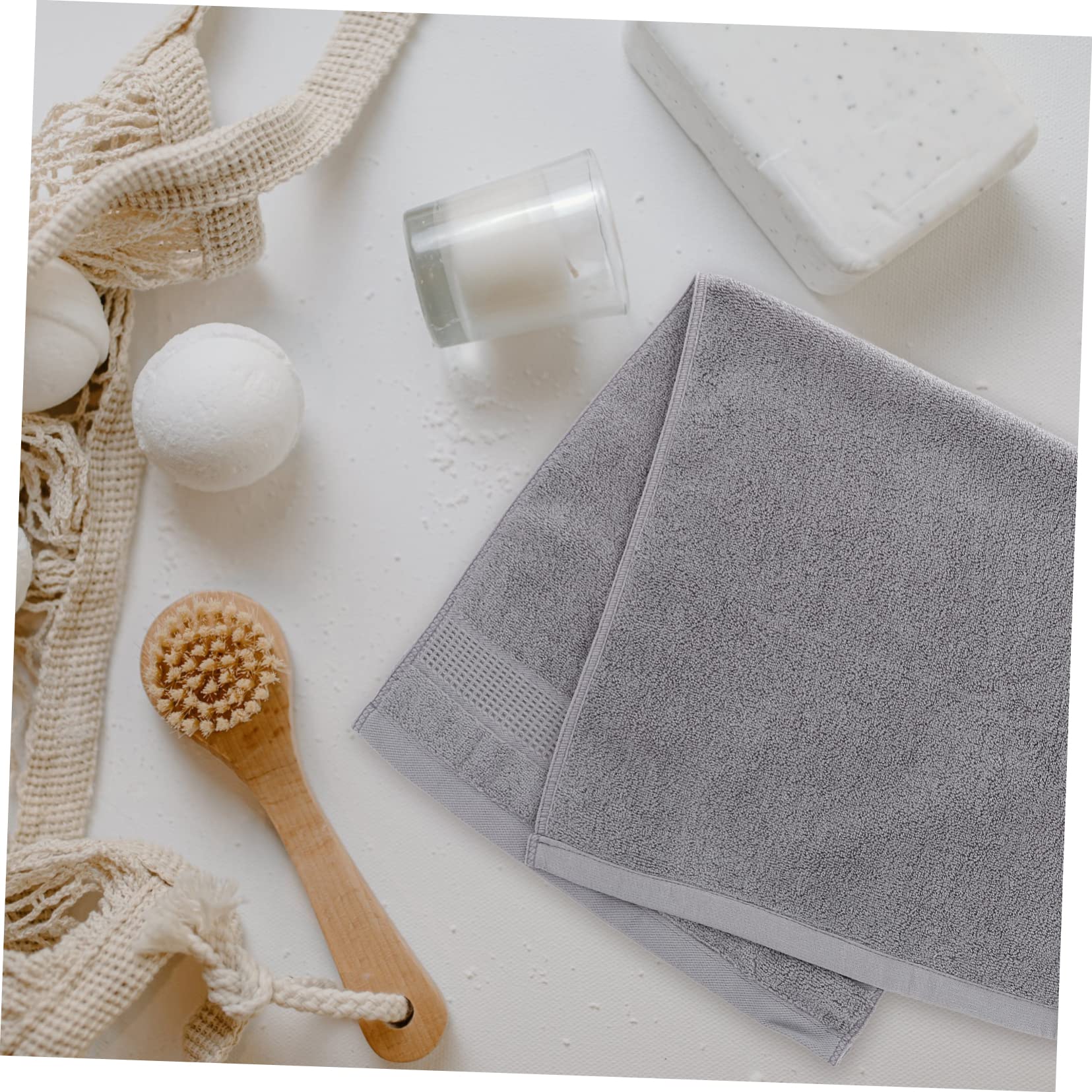 Premium Cotton Bath Towels Set - Soft & Absorbent Hemoton Household Towels for Bathroom, Gym, Kitchen & Face | Couples, Kids & Cleaning Use | Eco-Friendly Woven Cotton Washcloths & Round Basket