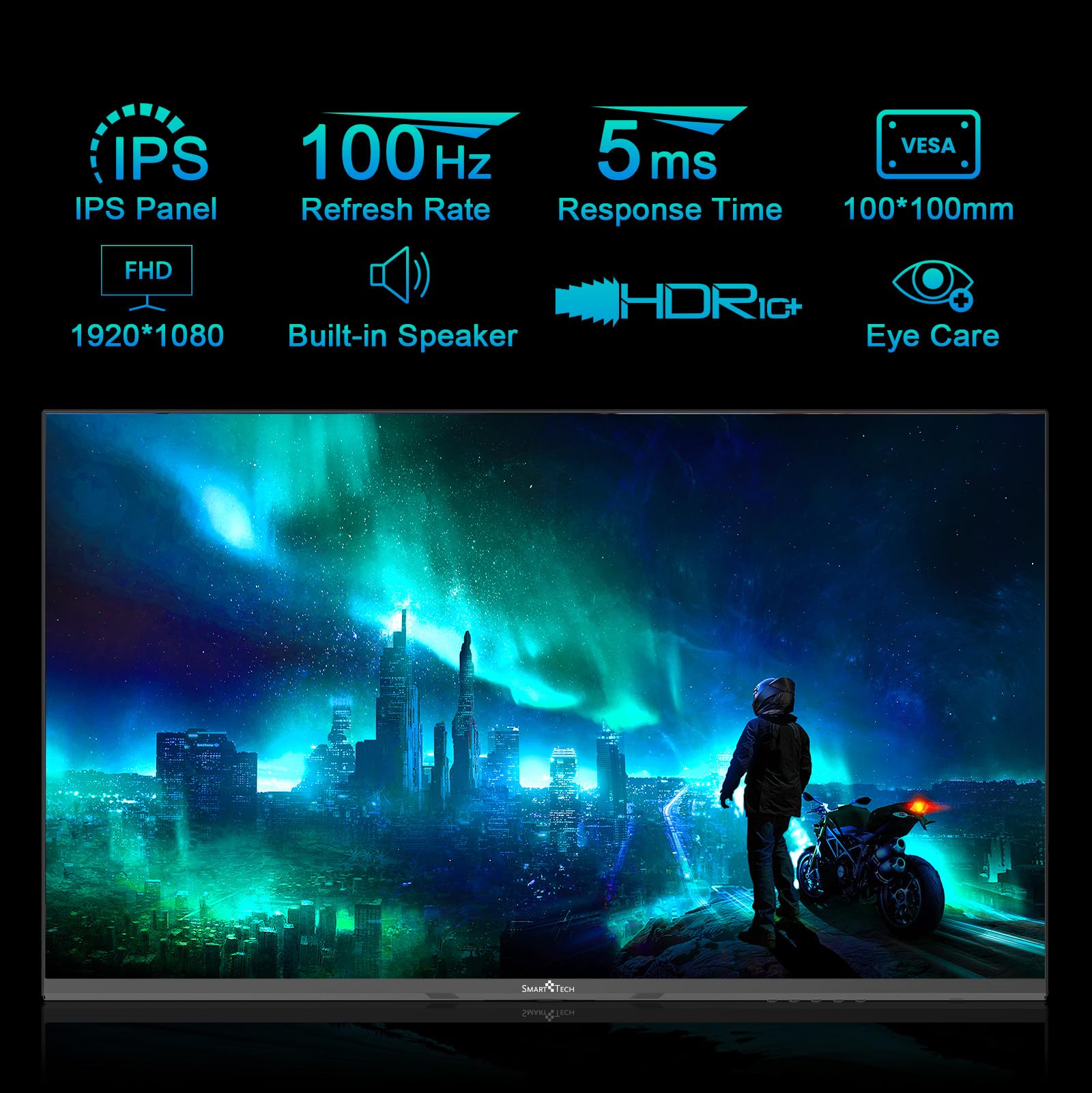 27 Inch Smart Tech Monitor 100Hz FHD IPS Display with Built-in Speakers, USB-C, HDMI, DP Ports - Perfect for Home Office, Gaming & Entertainment (Includes HDMI & USB-C Cables)