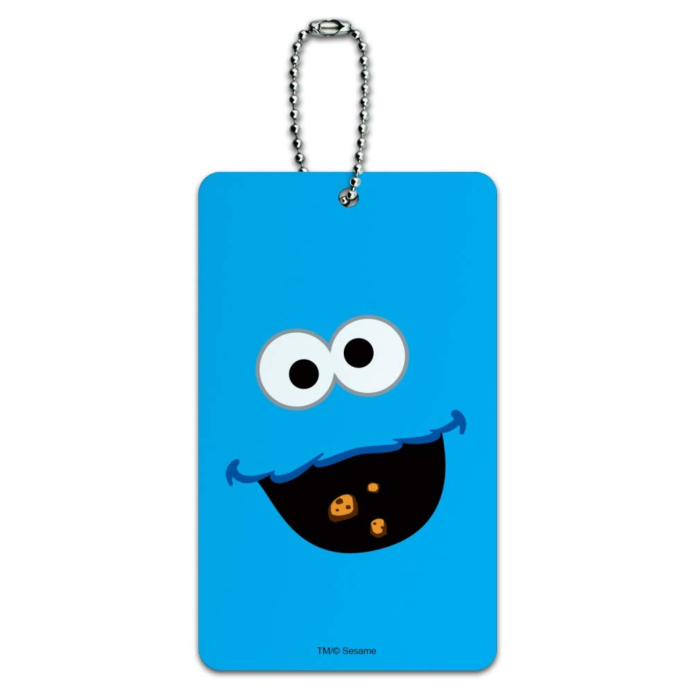 Fun Sesame Street Cookie Monster Face Luggage Tag - Durable Suitcase ID Tag for Carry-On Bags - Perfect for Kids Travel & Disney Trips