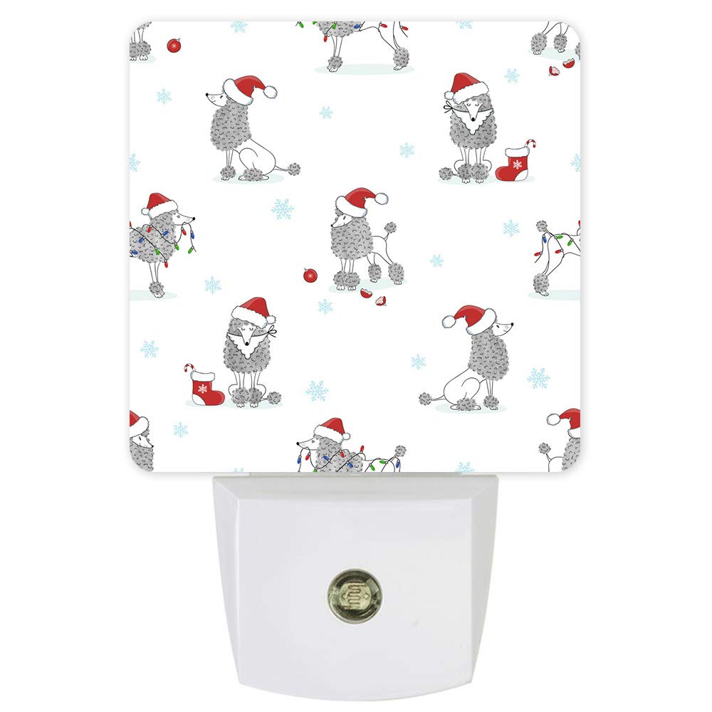 Christmas Poodle LED Night Light with Dusk-to-Dawn Sensor - Plug-in Wall Decor for Kids Room, Nursery, Bedroom, Bathroom, Hallway & Stairs | Perfect for Holiday Decor, Nighttime Safety & Cozy Ambiance