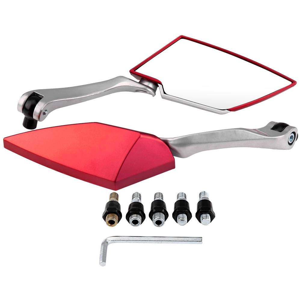 Universal Motorcycle Rear View Mirror - 1 Pair Aluminum Alloy & Plastic Side Mirrors for Motorbike Modification (Red) | Perfect for Cruiser, Sport Bike & Off-Road Motorcycle Safety Upgrades
