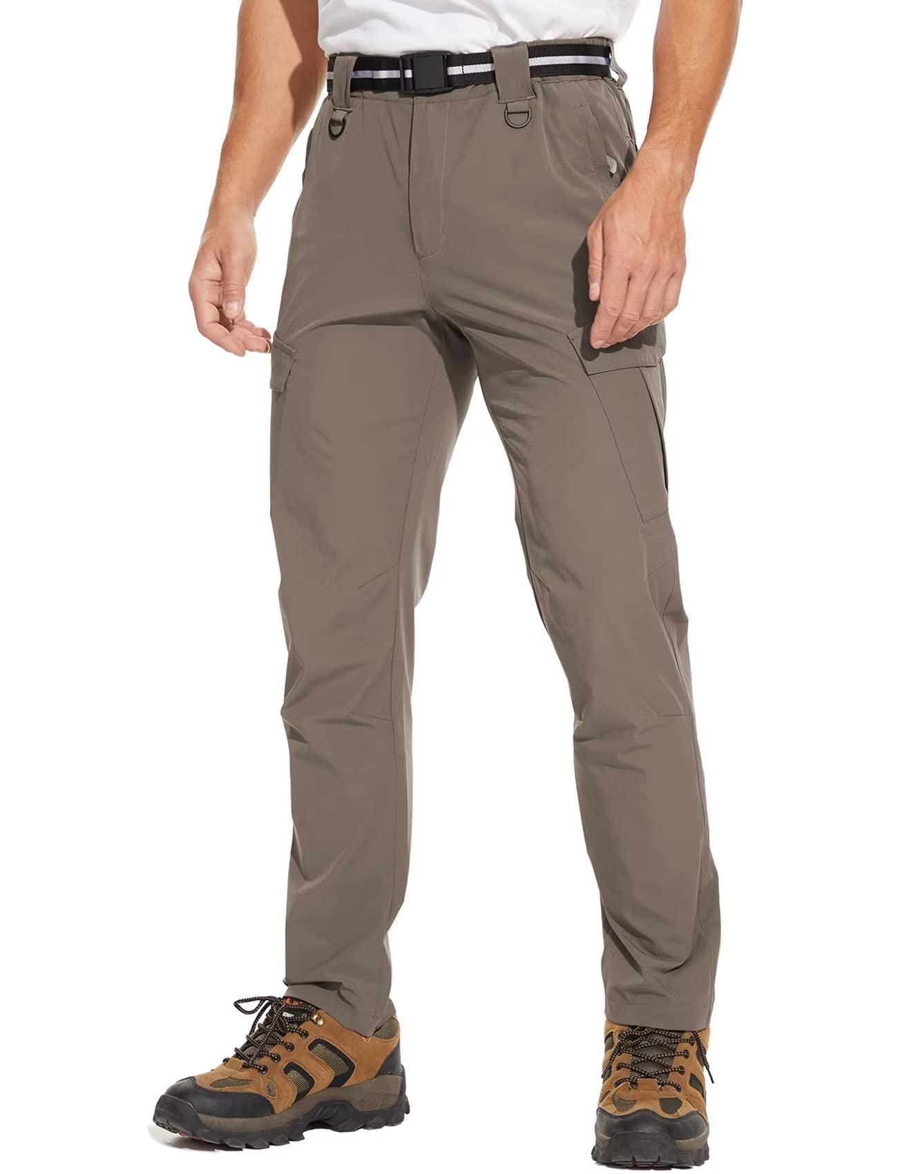 **Men's Quick-Dry Waterproof Lightweight Hiking Cargo Pants - Outdoor Work & Fishing Pants with 6 Pockets & Adjustable Belt - Perfect for Camping, Travel & Adventure**