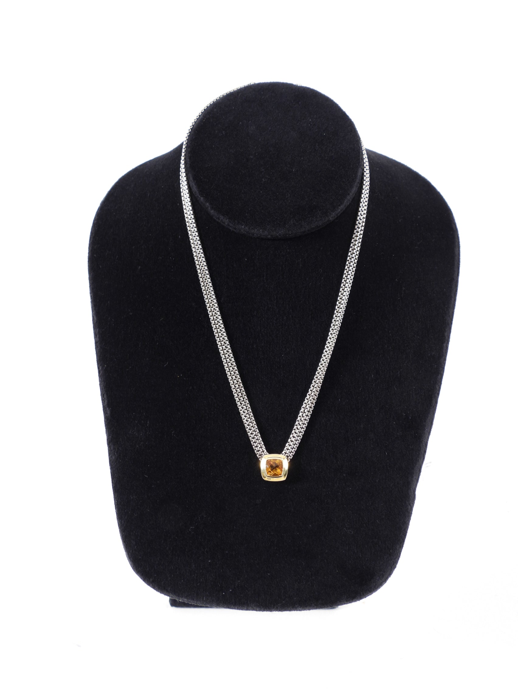 David Yurman Sterling Silver & 18k Gold Citrine Albion Triple Necklace | Elegant Layered Jewelry for Women | Perfect for Weddings, Parties & Special Occasions