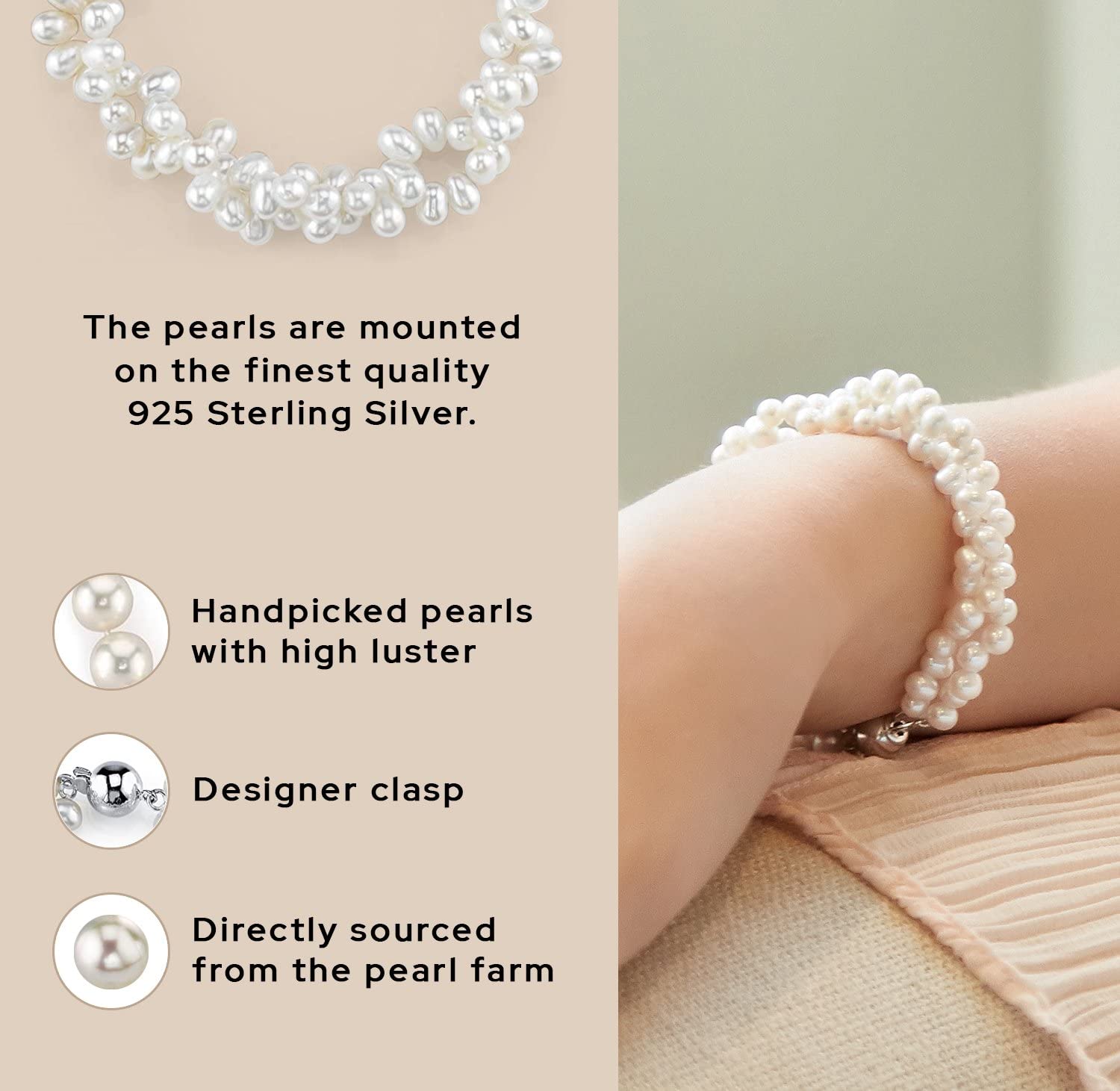 4-5mm White Freshwater Pearl Bracelet for Women - Cultured Rice Shaped Pearls in 925 Sterling Silver | Elegant Pearl Jewelry Gift for Christmas, Anniversary & Special Occasions | Perfect for Weddings, Parties & Formal Events