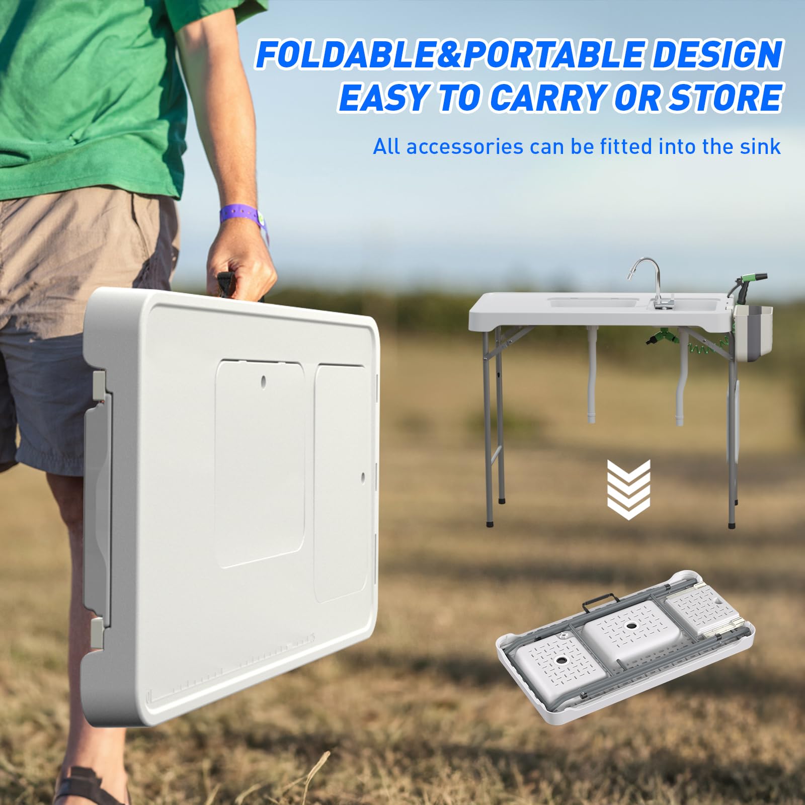 Portable Fish Cleaning Table for Camping, Fishing & Outdoor Use