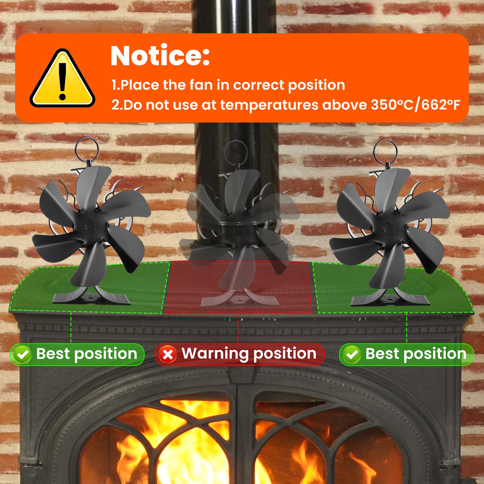 Heat Powered Wood Stove Fan - Non-Electric Thermoelectric Fireplace Fan for Wood Burning Stove & Log Burner | Silent Operation & Auto Start | Perfect for Home Heating, Cabin, RV & Off-Grid Living