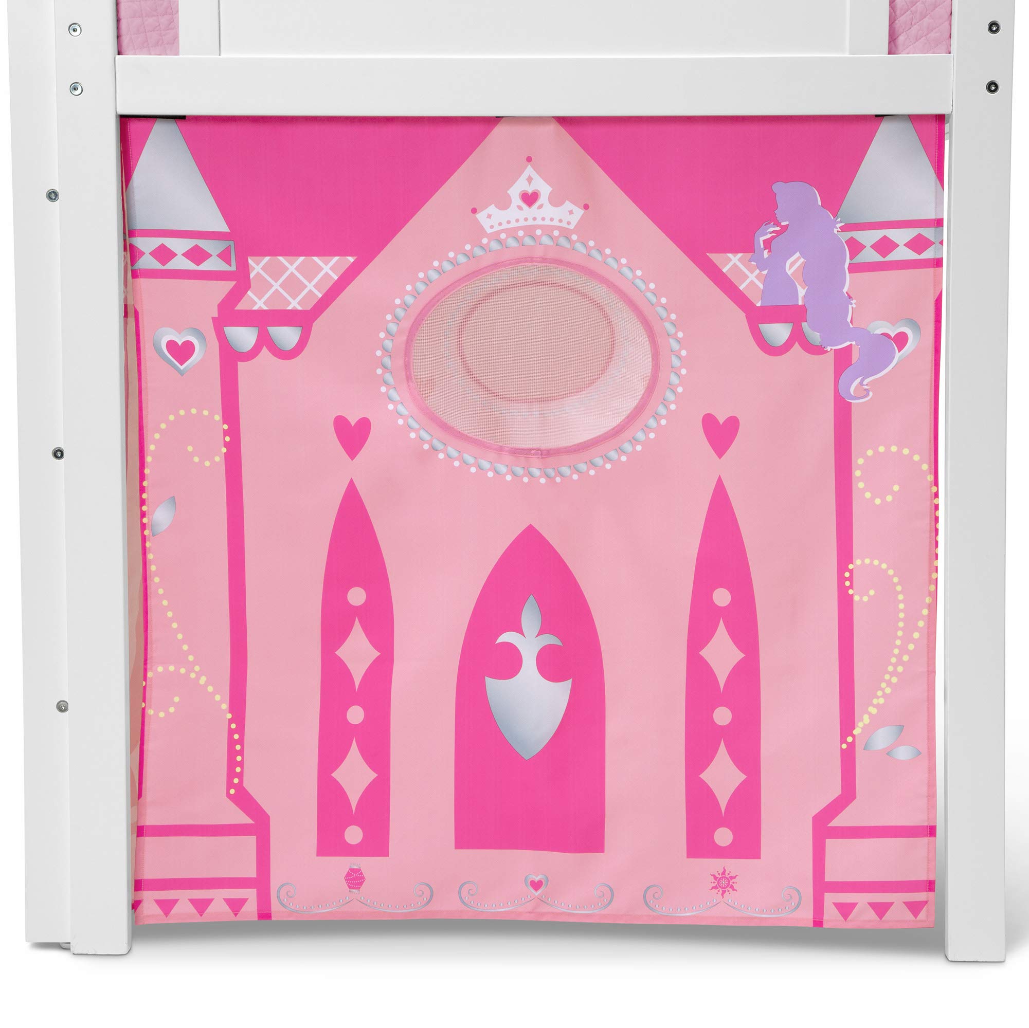 Disney Princess Loft Bed Tent Curtain Set for Low Twin Beds - Kids' Bedroom Decor & Playhouse for Girls' Sleepover Fun