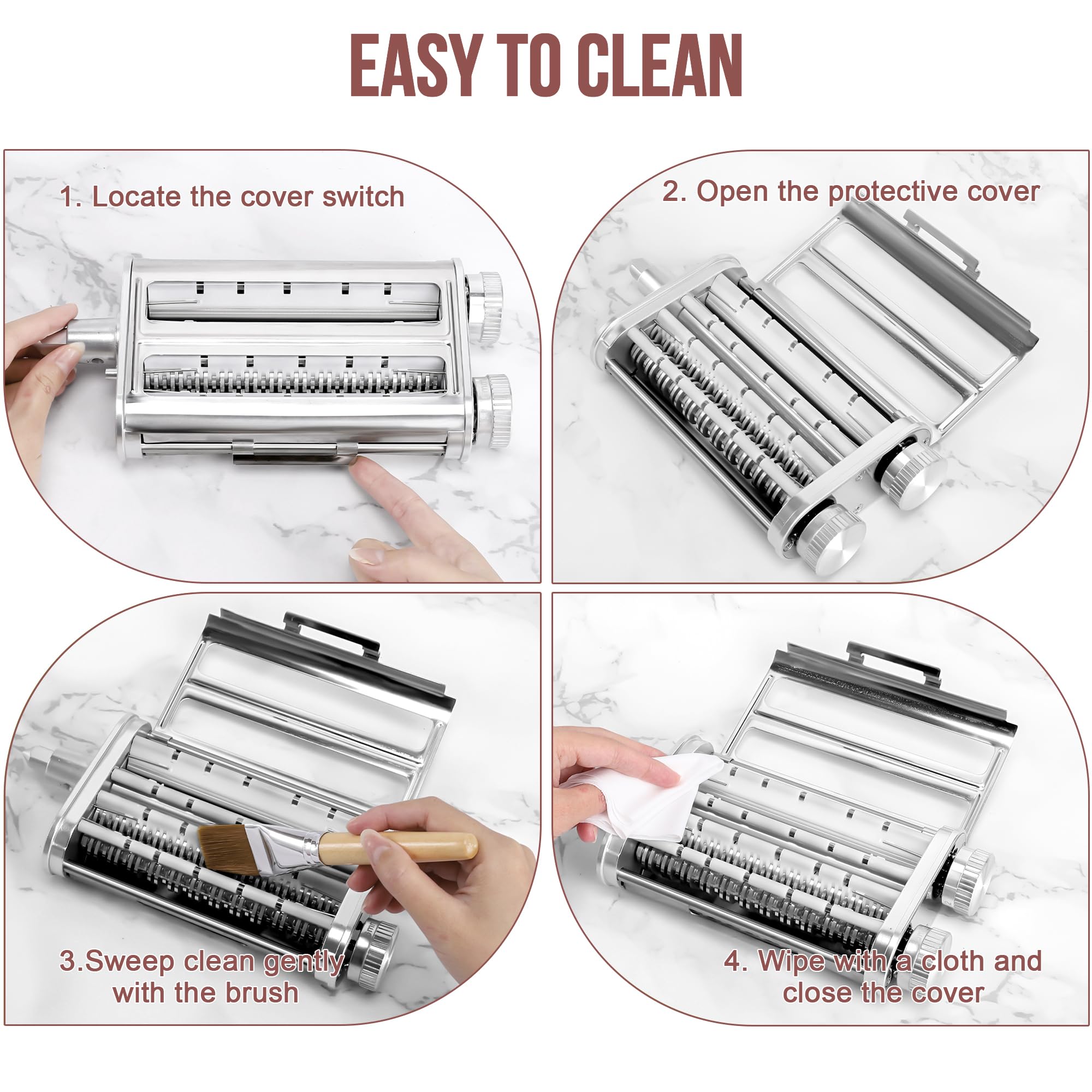 3-in-1 Stainless Steel Pasta Maker Attachment for KitchenAid Stand Mixer - Includes Pasta Roller, Spaghetti & Fettuccine Cutter with Metal Knob Screw Replacement - Perfect for Homemade Pasta, Italian Cuisine and Family Cooking