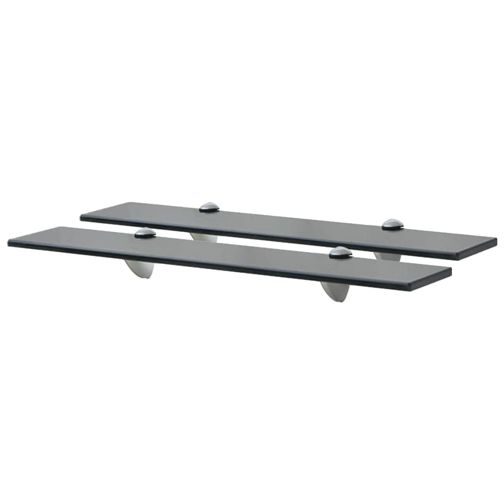 2 Pack Black Glass Floating Shelves 23.6