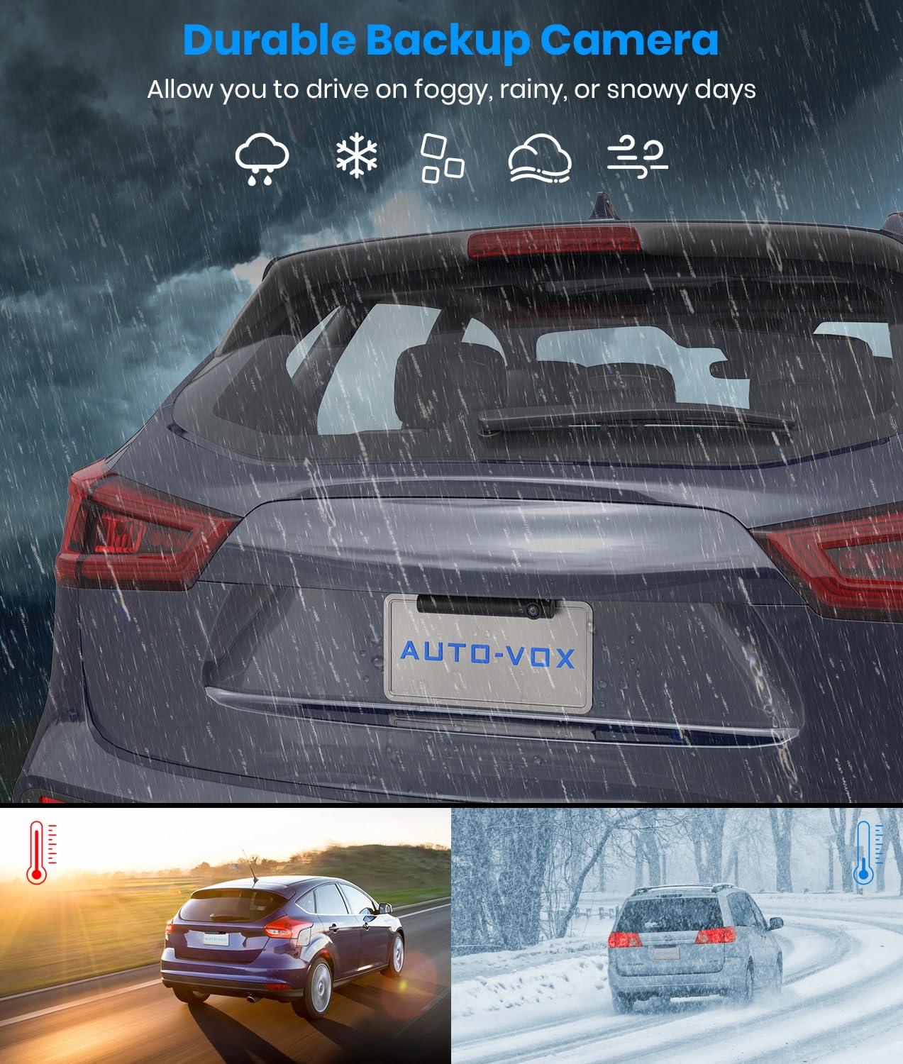AUTO-VOX Wireless Backup Camera for Cars - 5'' HD Monitor, Easy 3-Minute DIY Installation, Rechargeable Battery, Super Night Vision - Perfect for Trucks, SUVs, Vans & Trailers - Enhance Parking Safety in Low Light & Tight Spaces