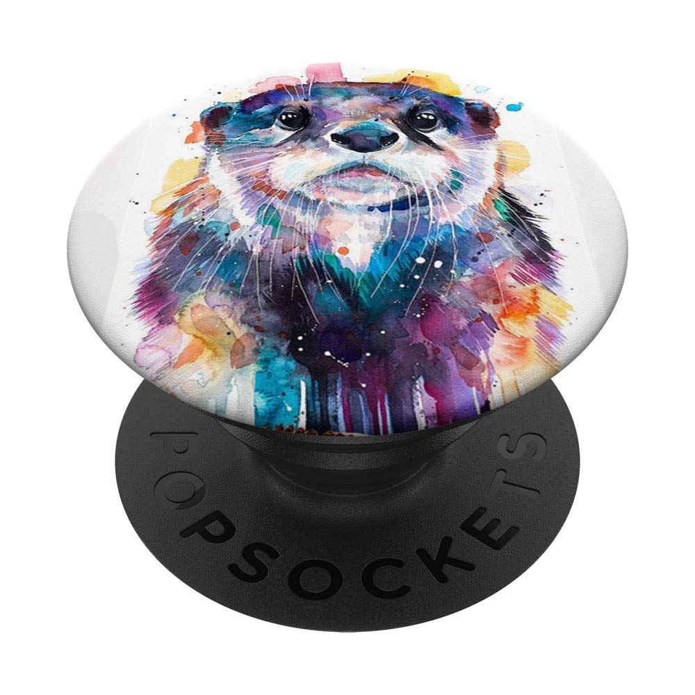 Otter Watercolor Painting PopSockets PopGrip - Interchangeable Phone & Tablet Stand with Grip | Perfect for Artists, Nature Lovers & Phone Accessories