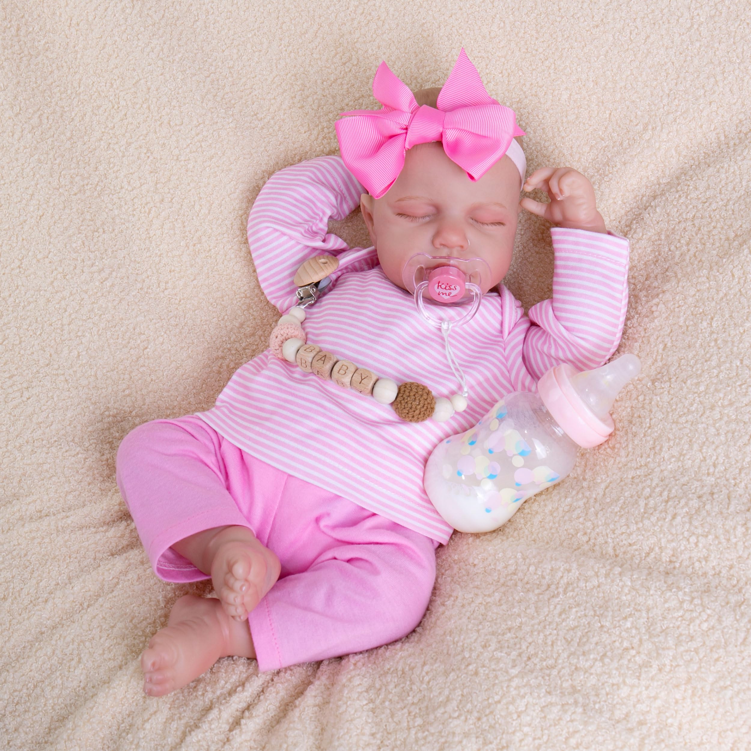 Reborn Baby Doll Clothes Set - Pink Newborn Doll Outfit & Accessories for 17-22 Inch Realistic Baby Dolls | Perfect for Collectors, Gift Giving & Role Play Scenes