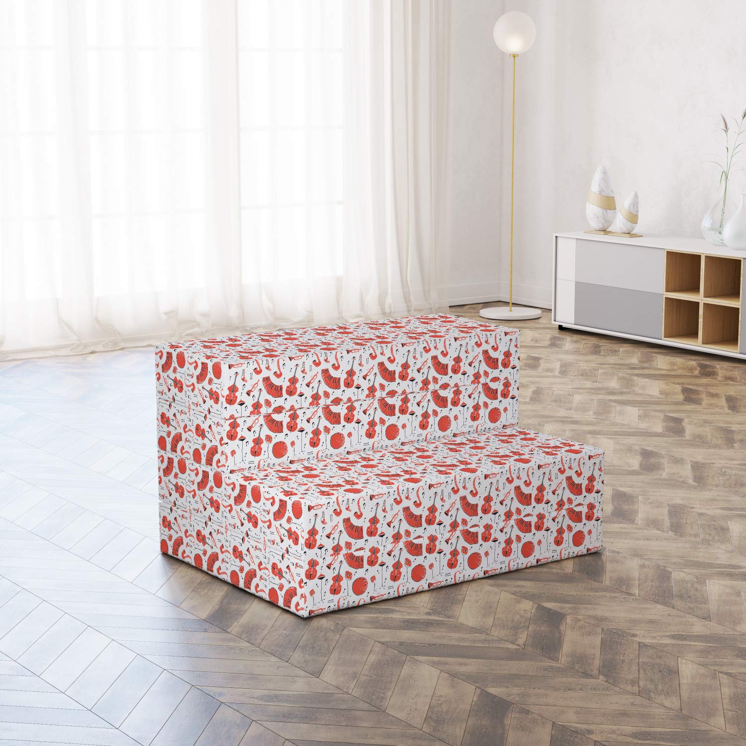 Ambesonne Music Themed Foldable Mattress - Musical Instruments Print, 74.8