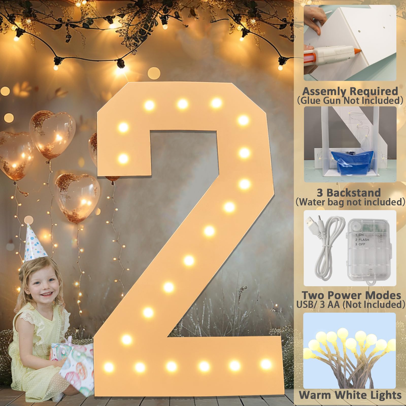 LOBOOM 4FT Light Up Numbers - Giant Marquee Number 16 Sign for Birthday & Anniversary Decor | 4 Feet Tall Mosaic Backdrop for 16th Birthday Party, Wedding, Graduation & Special Events | Pre-Cut Large Frame LED Number