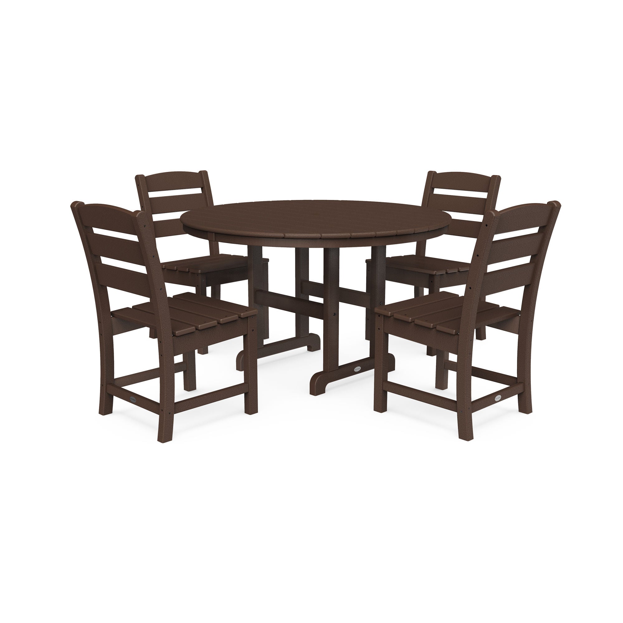 POLYWOOD Lakeside 5-Piece Round Outdoor Dining Set - Durable All-Weather Wicker Chairs & Table - Perfect for Patio, Garden, Poolside & Backyard Entertaining