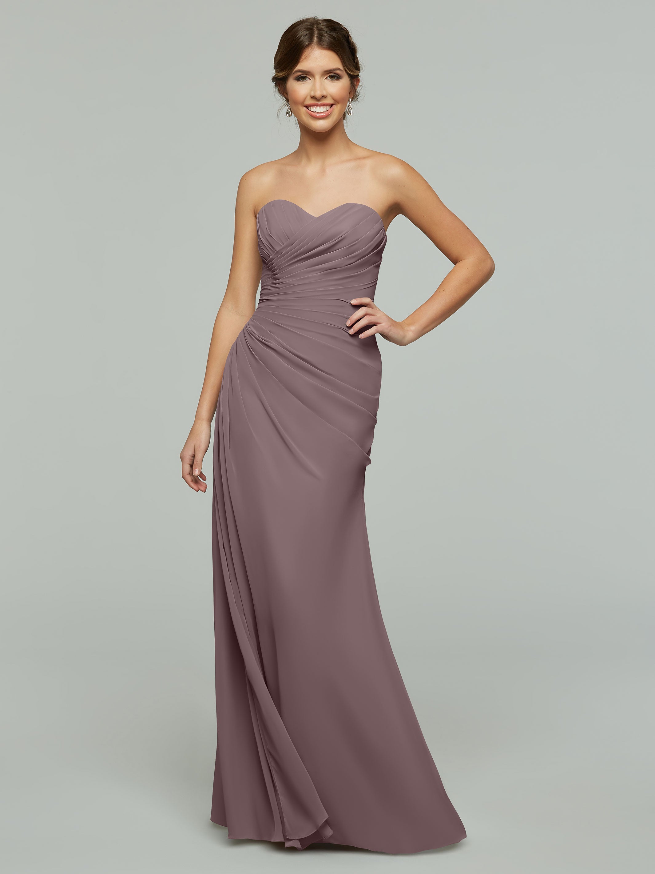 Strapless Sweetheart Chiffon Bridesmaid Dress with Ruching - Elegant Formal Gown for Weddings, Prom & Special Occasions