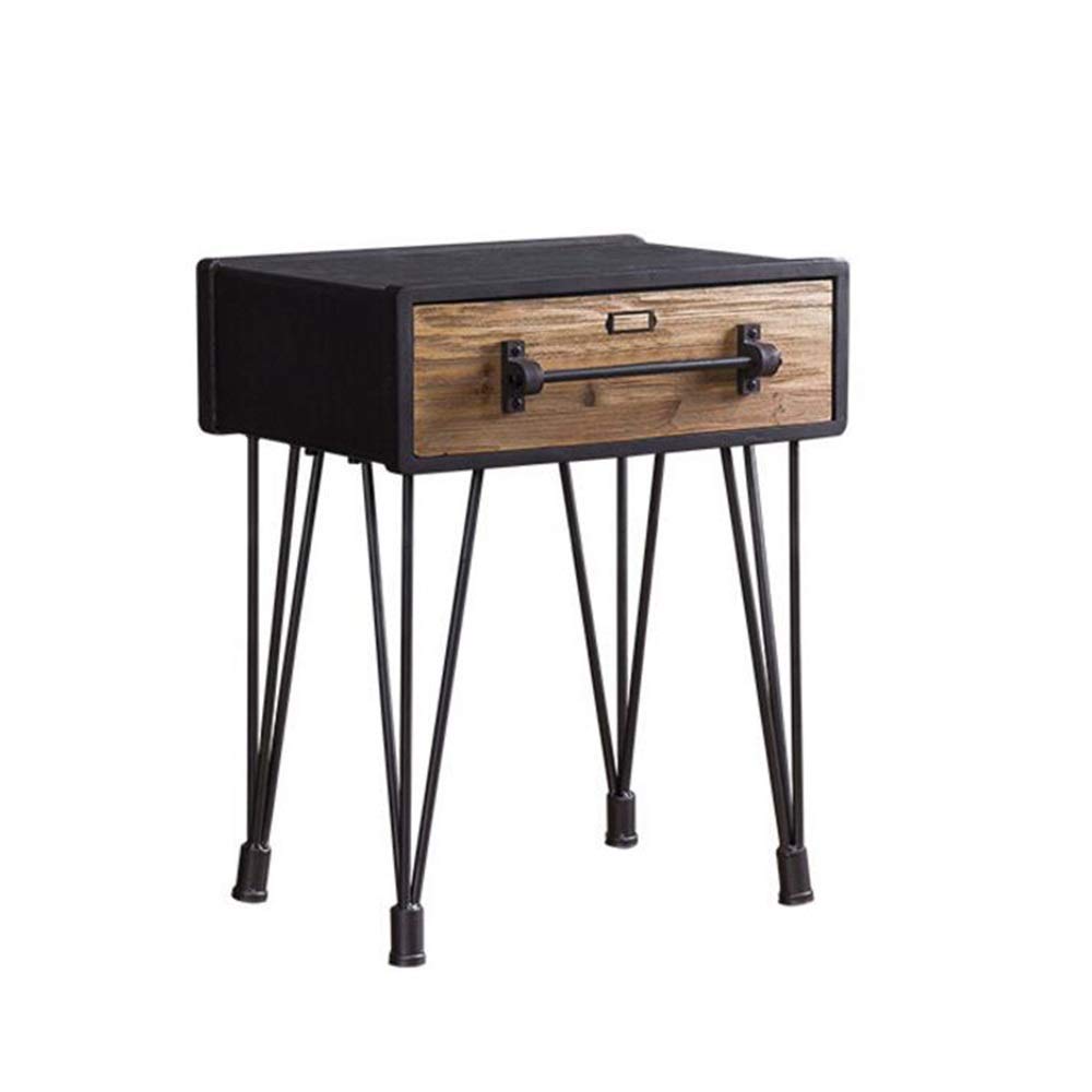 Jcnfa Industrial Side Table with Drawer - Retro Black Sofa Phone Table, Bedroom Storage Cabinet, 18.5x13.77x23.22 Inches - Perfect for Living Room, Dorm & Small Space Organization