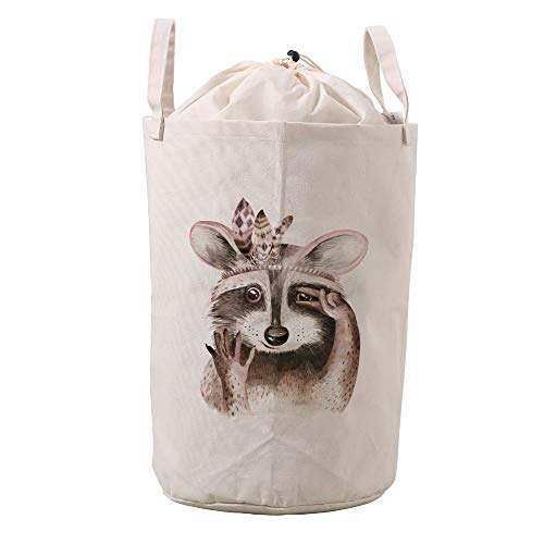 Funny Boho Raccoon Laundry Hamper - Large Foldable Waterproof Clothing Storage Basket with Handles, Toy Organizer for Nursery, Kids Room & Dorm Decor | Perfect for Laundry, Toys & Home Organization