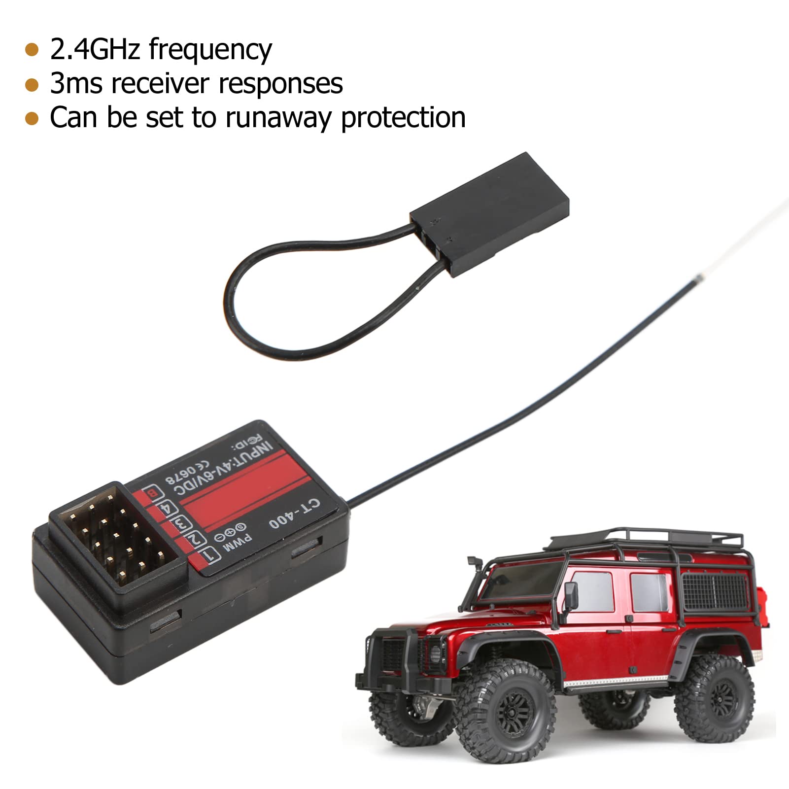 HOTRC CT-400 RC Receiver - High Quality Plastic Remote Control Receiver for HOTRC CT-400 - Compatible with RC Cars, Drones, and Boats