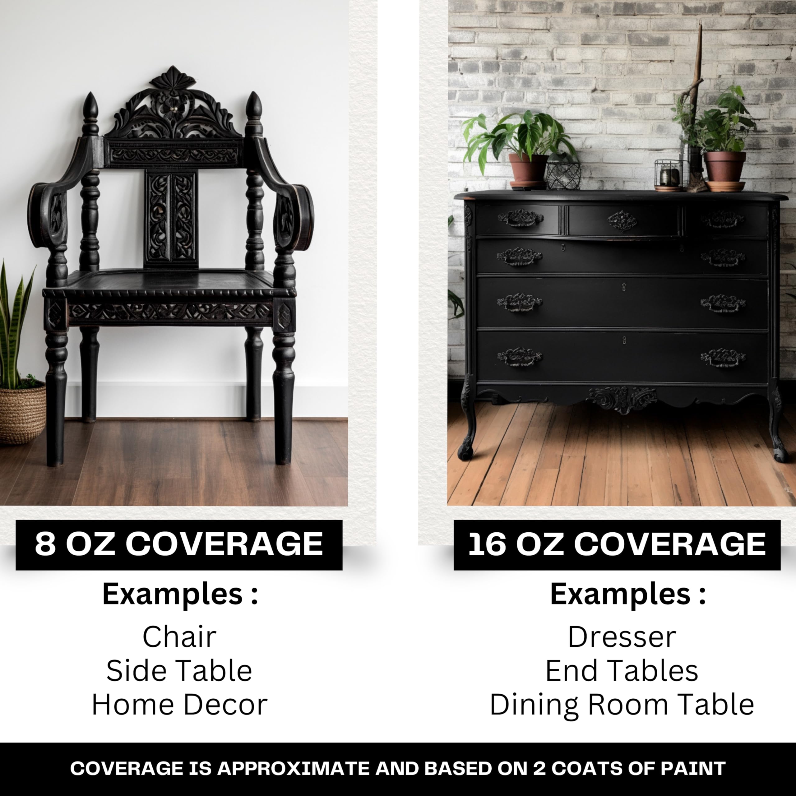 Premium Matte Black Chalk & Clay Paint for Furniture - 8oz | Non-Toxic DIY Wood Paint for Home Décor, Artists & Crafters | Perfect for Upcycling, Cabinets, Tables & Creative Projects